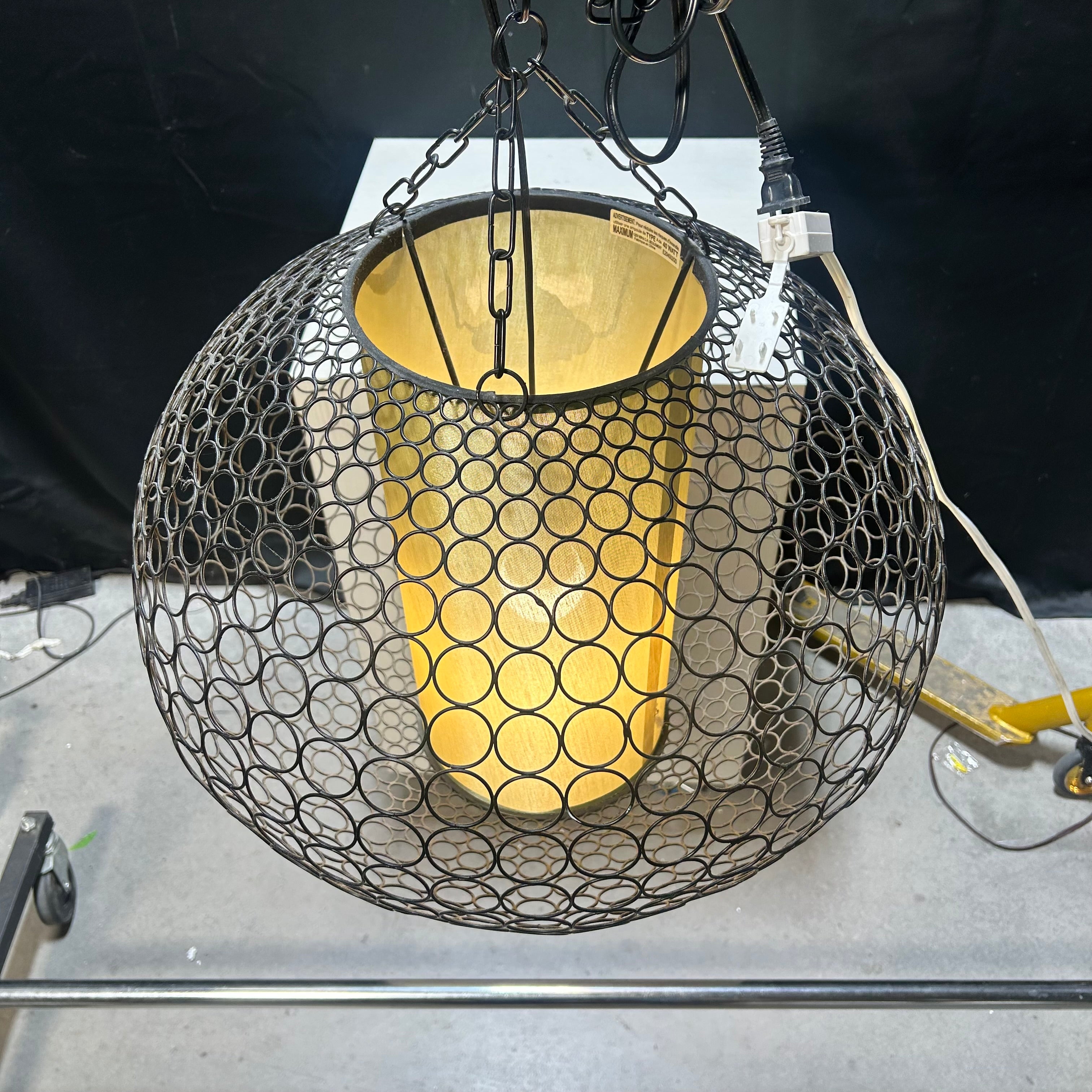 Round Metal Light With A Column Shade 18"x 20"
