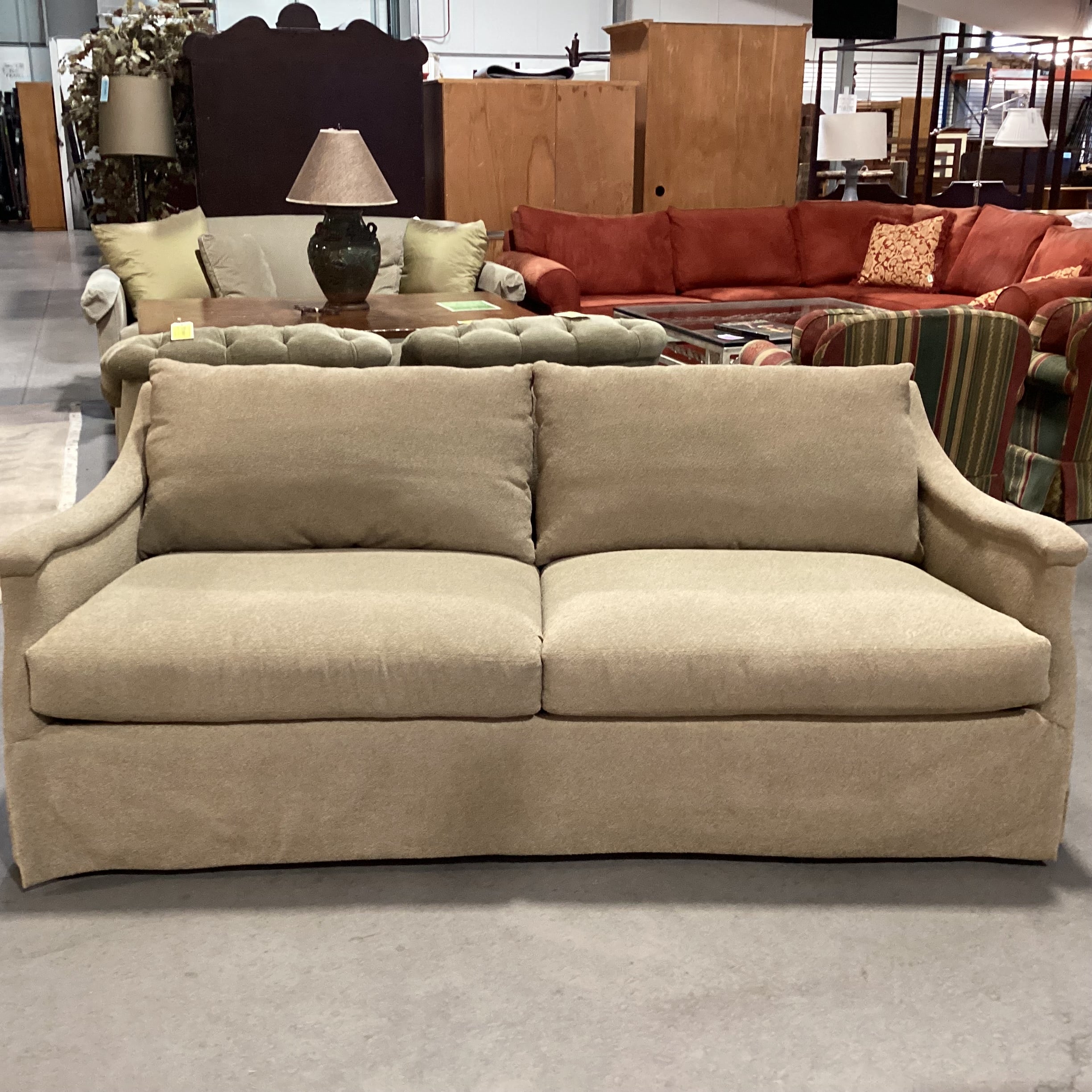 LEE Industries Golden Tan Raised Texture Woven Down Mix & Slope Arm Sofa 78"x 40"x 30"