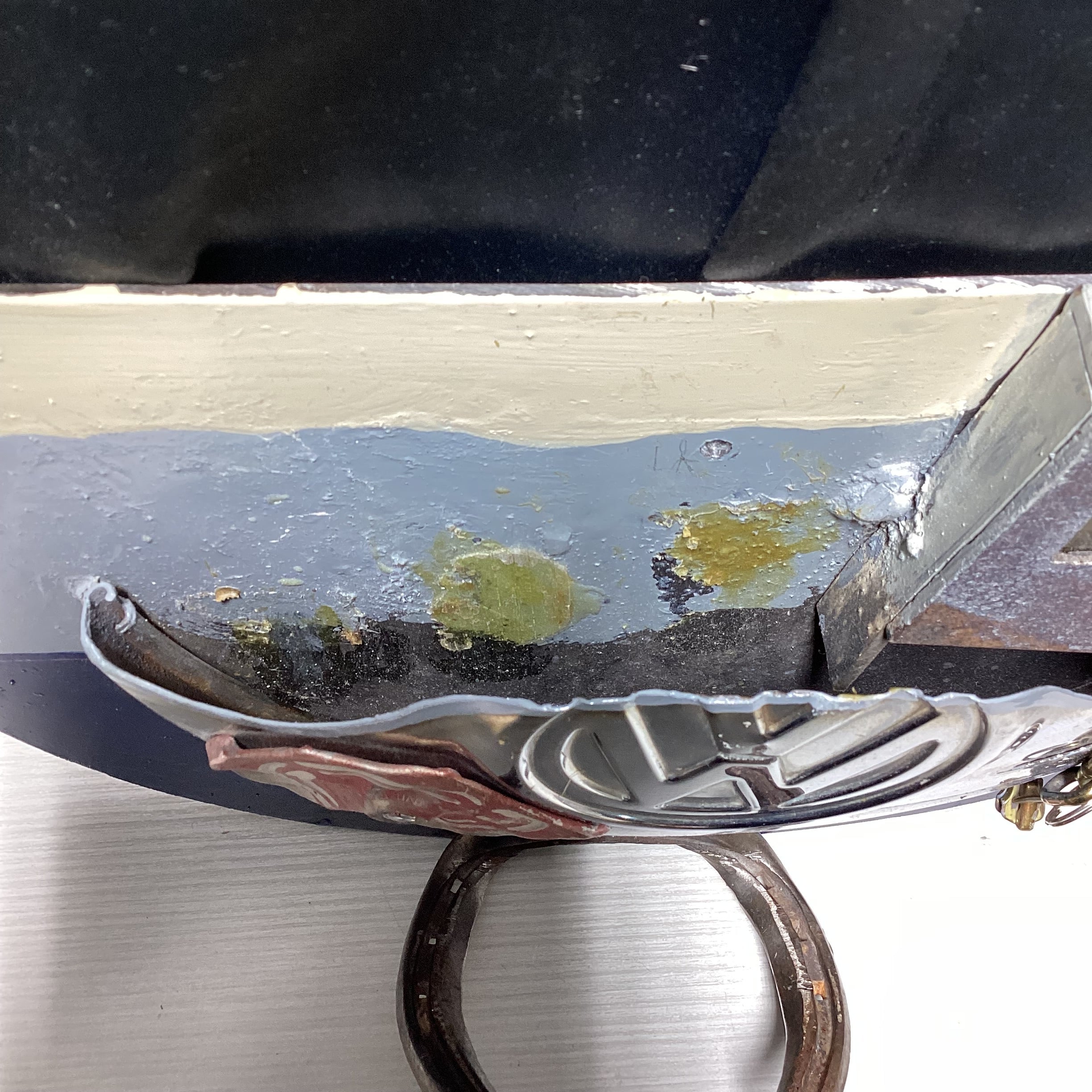 Gwendolyn Signed Handmade Mixed Media VW Fishing Boat Wall Hook 13" x 14"
