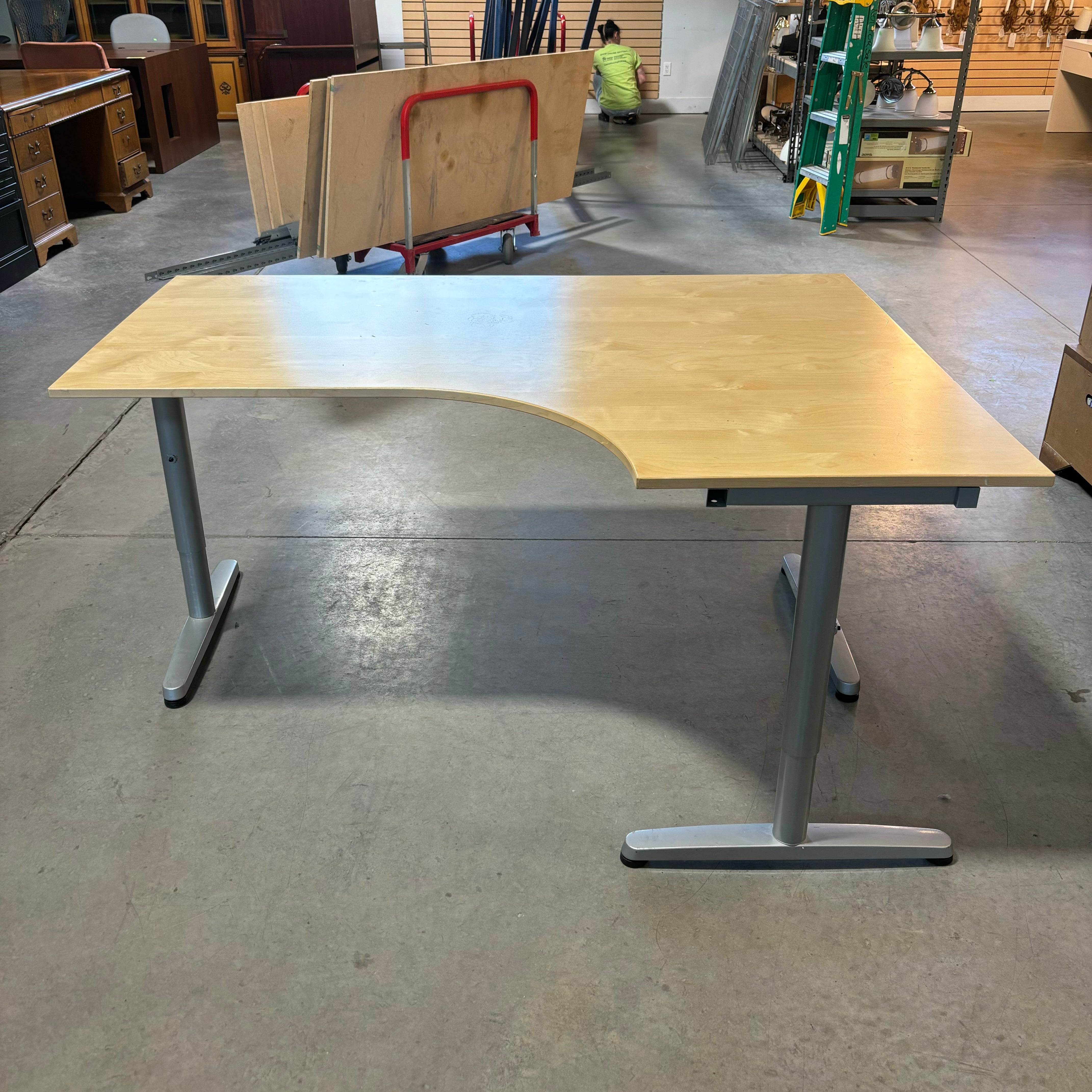 Wood Style Laminate with Metal Base Adjustable Desk 63"x 47"x 27" to 30"