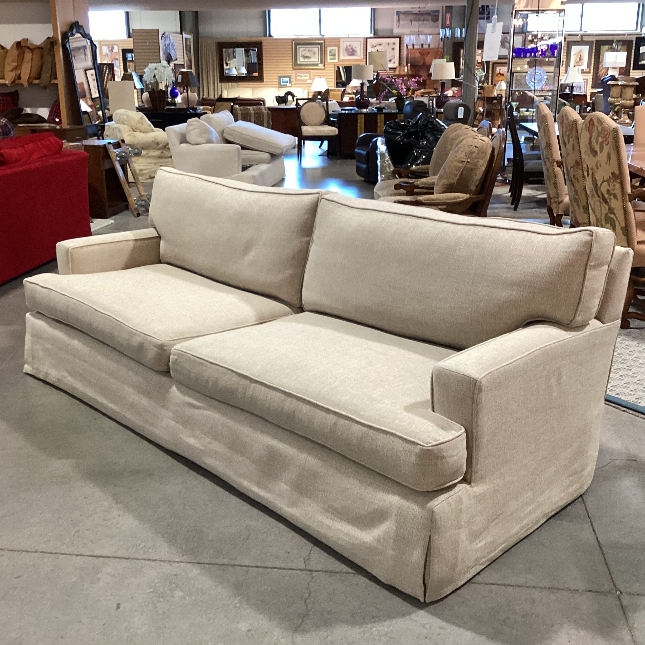 Barclay Buttera Home Los Angeles Oatmeal Heavy Texture Down Mix Custom Sofa 98"x 41"x 32"