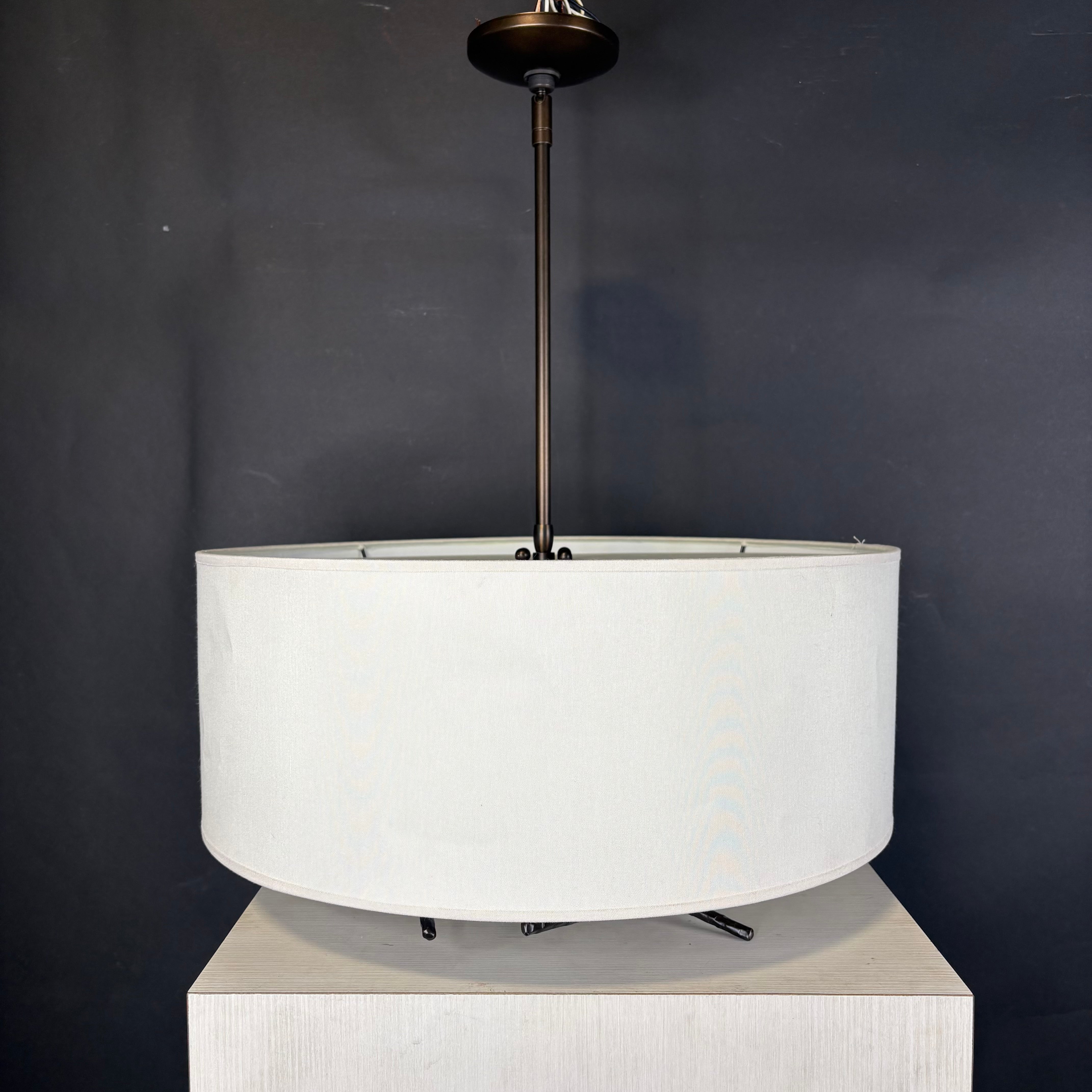 Hubbardton Forge Brindille 3-Light Bronze Branch with Drum Shade Ceiling Pendant 22” Diameter x 25”