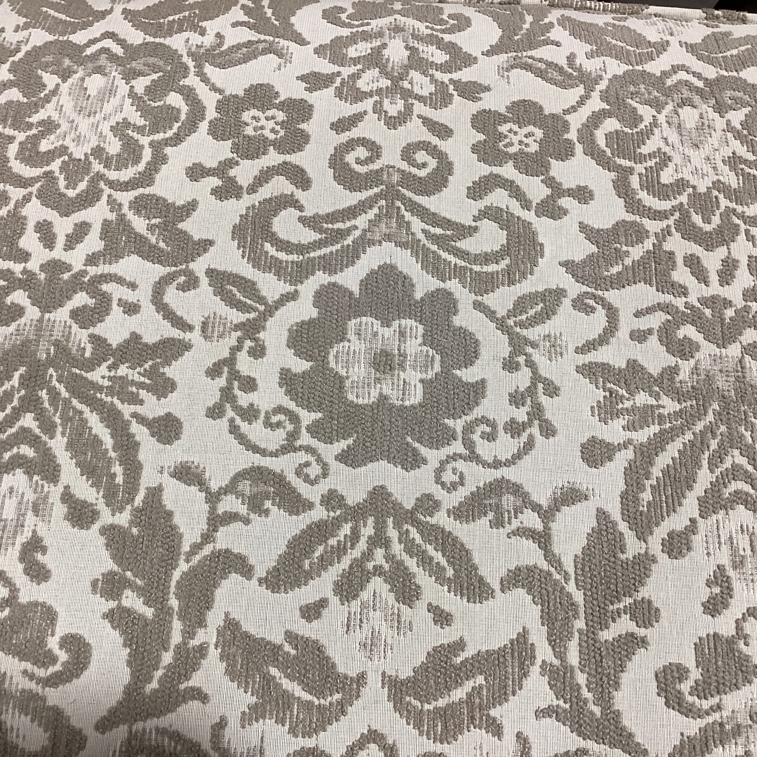 Sickles Custom Upholstery Cream & Raised Taupe Floral with Ottoman Wing Chair 33"x 34"x 43"
