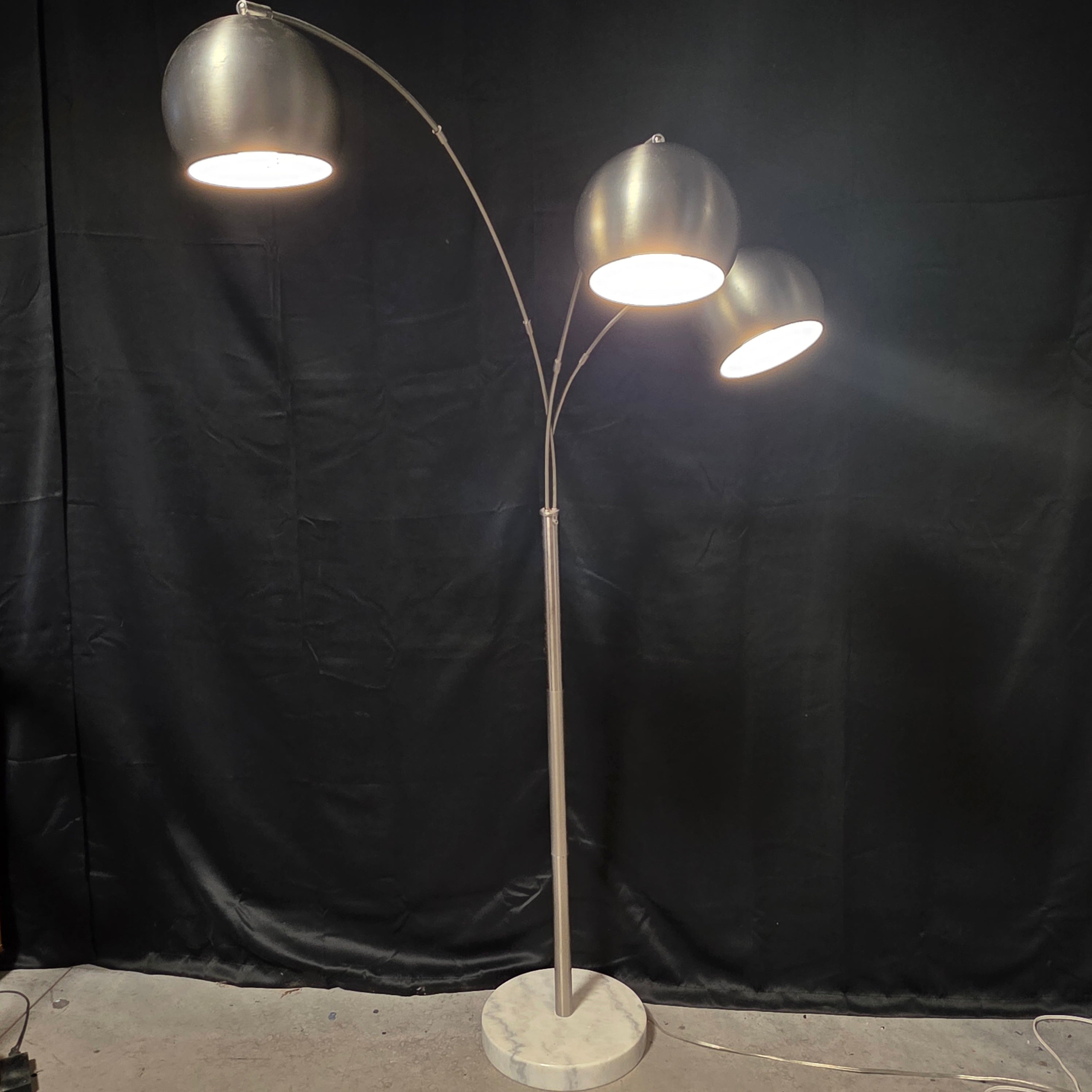 Metro Metal Globes Brushed Nickel Three Lights Arc Floor Lamp with Marble Base 39"x52"x71"