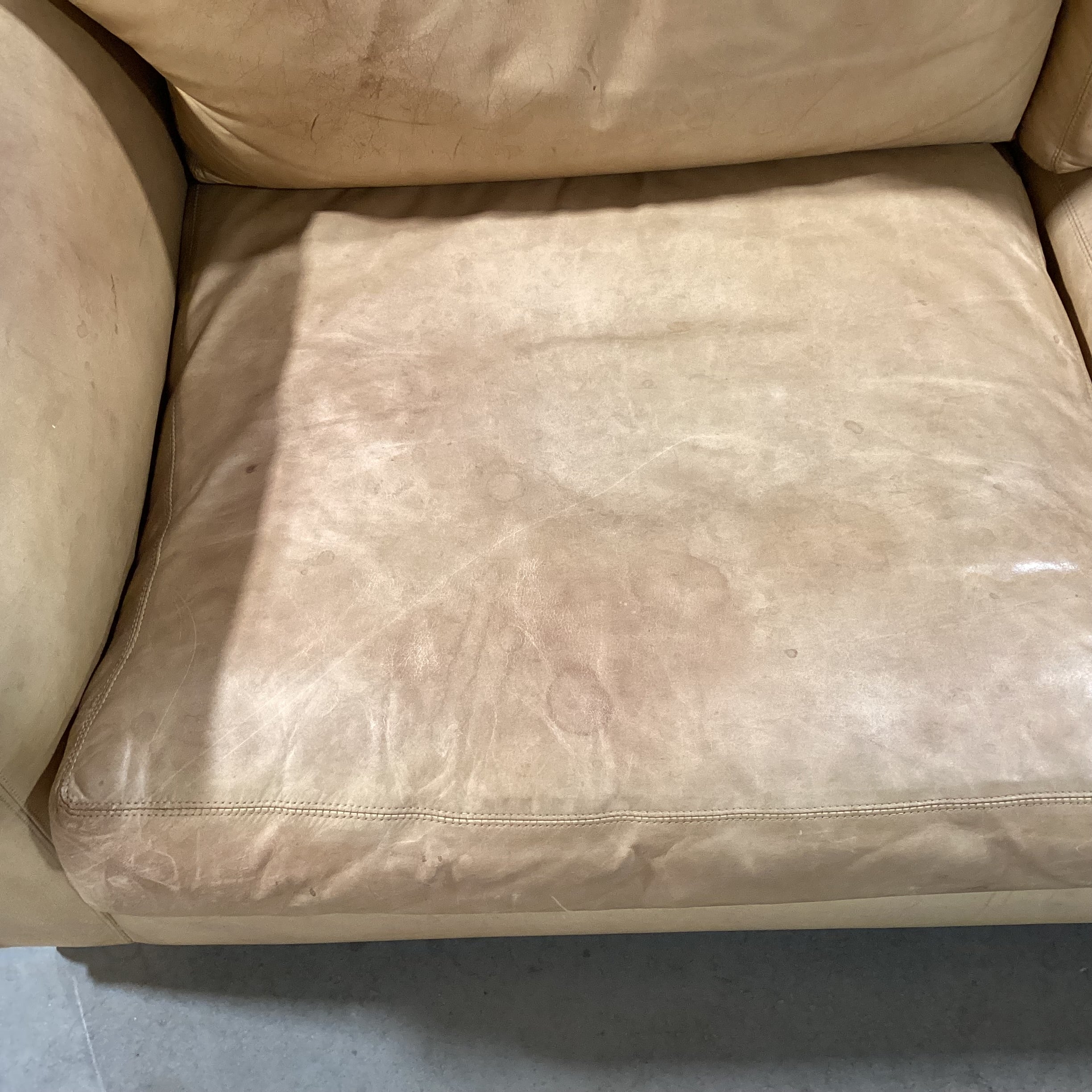 D Langston Blonde Leather Sofa 76"x 40"x 30"