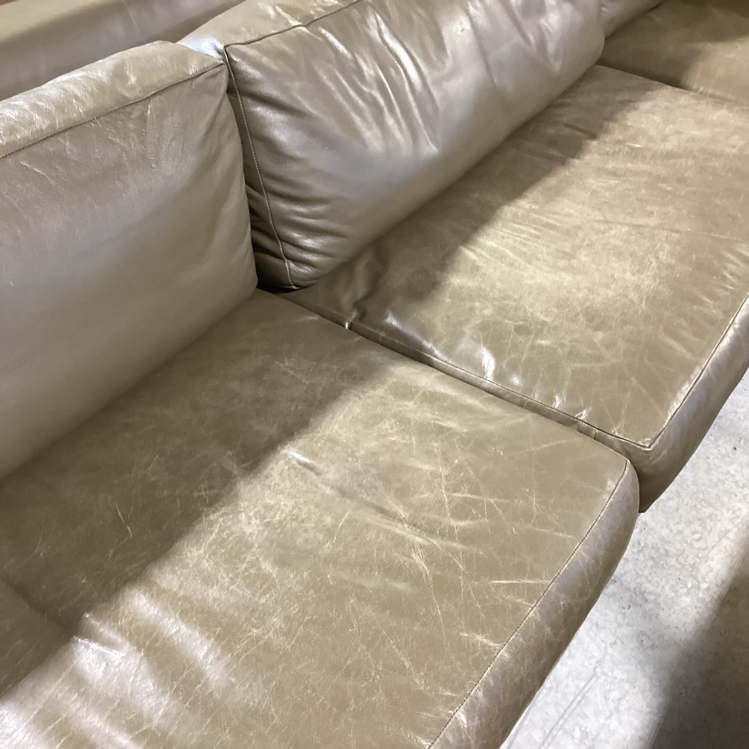 Modern Taupe Grey Leather Down Mix 4 Piece Sectional 76"x 162"x 62"x 40"x 28"
