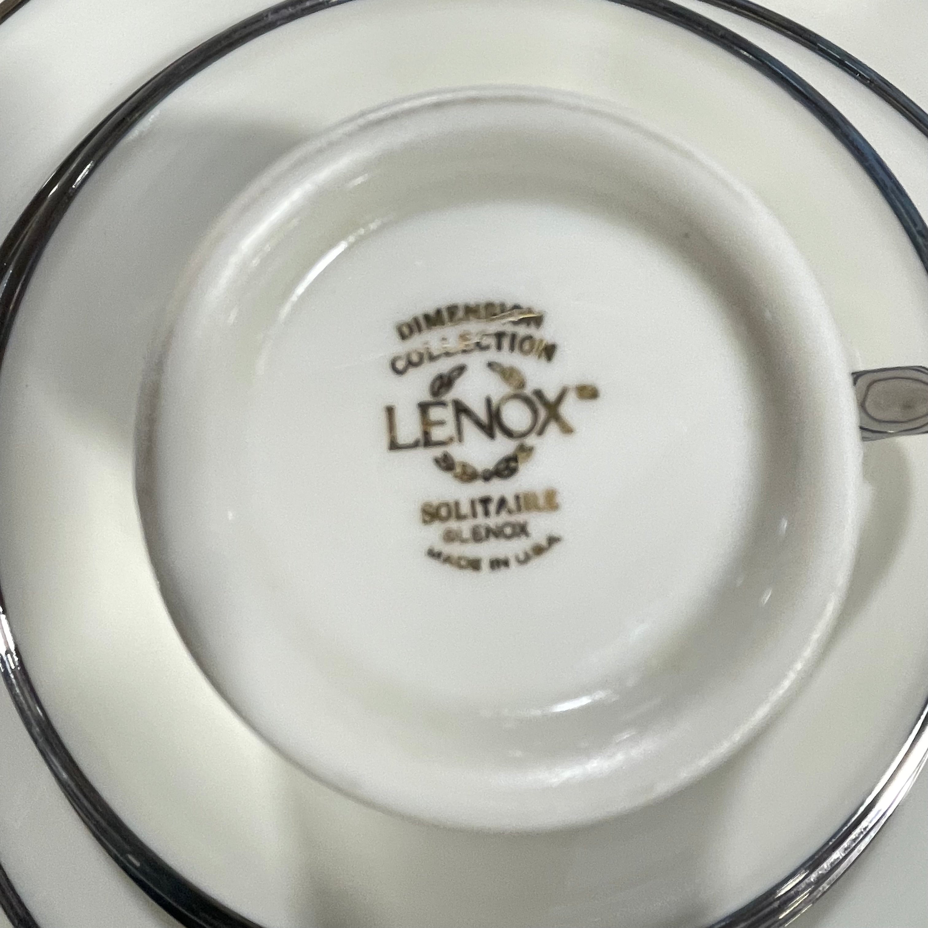 Set of 67 Pieces Lenox Solitaire Platinum China Dinnerware, Made in USA
