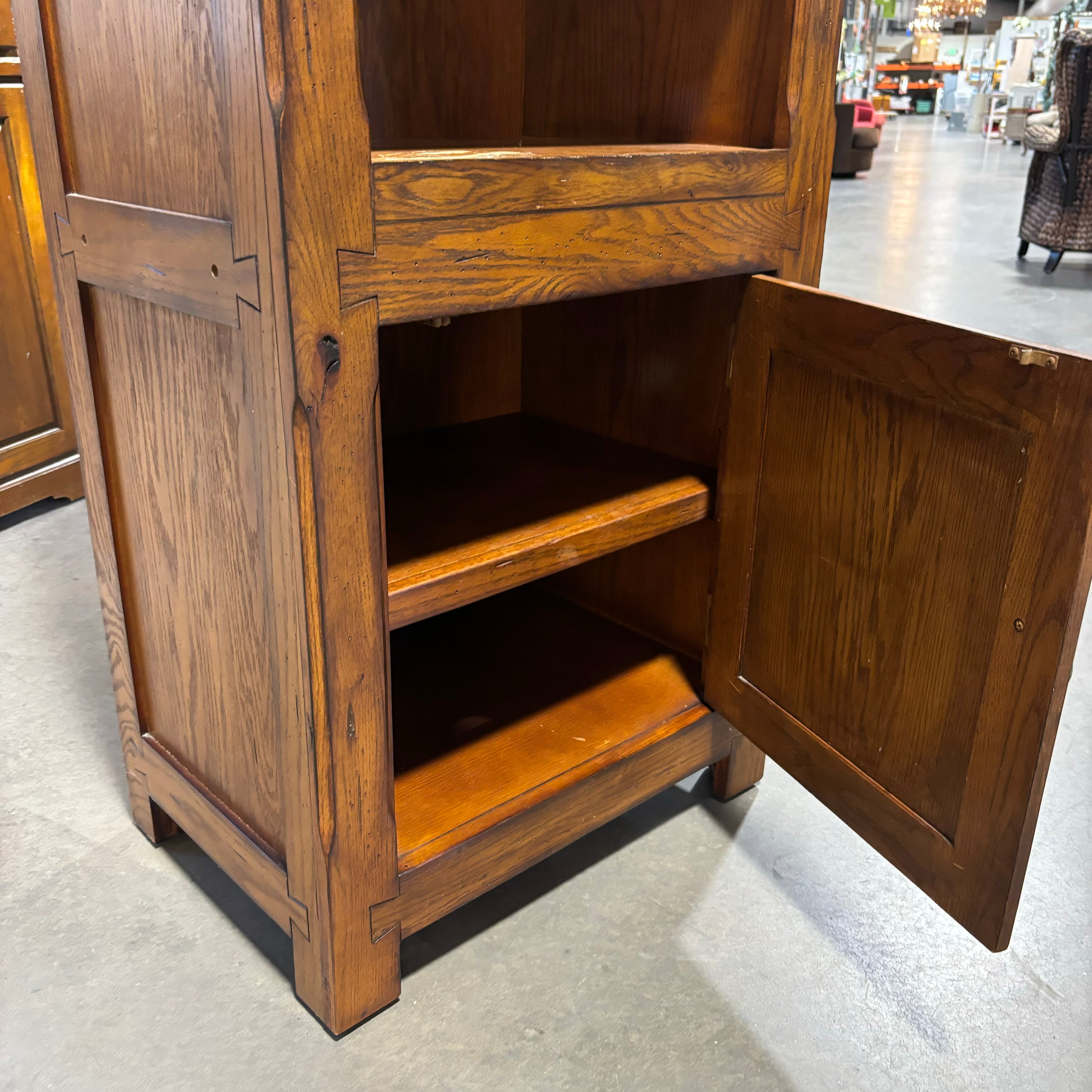 Dark Finish Wood Rustic Style with 2 Wood & Glass Doors Display Bookcase 26.5"x 18"x 77"