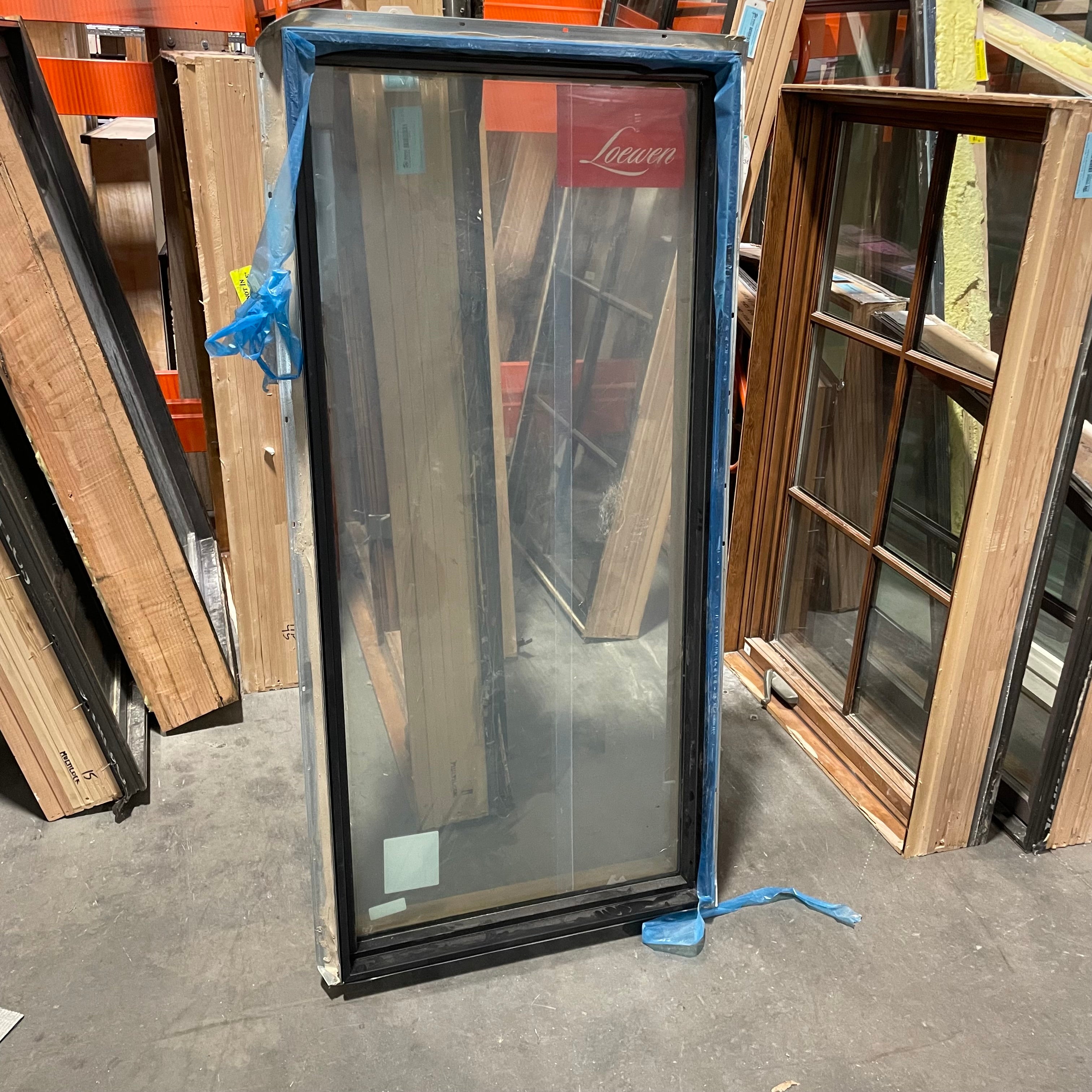 28"x 60"x 4" Loewen Black Metal Clad Fixed Exterior Window