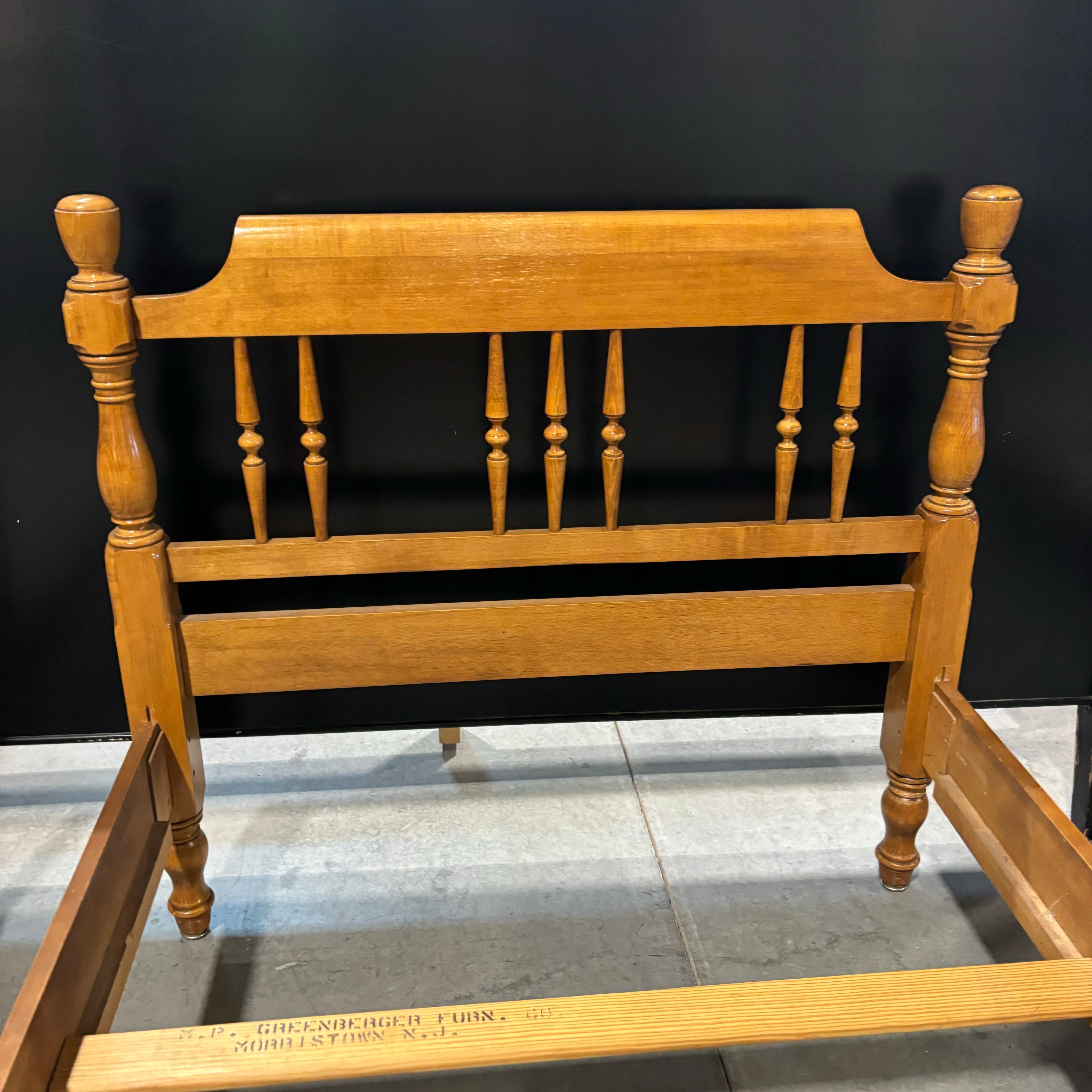 TWIN Carved Light Finish Wood Bed Set