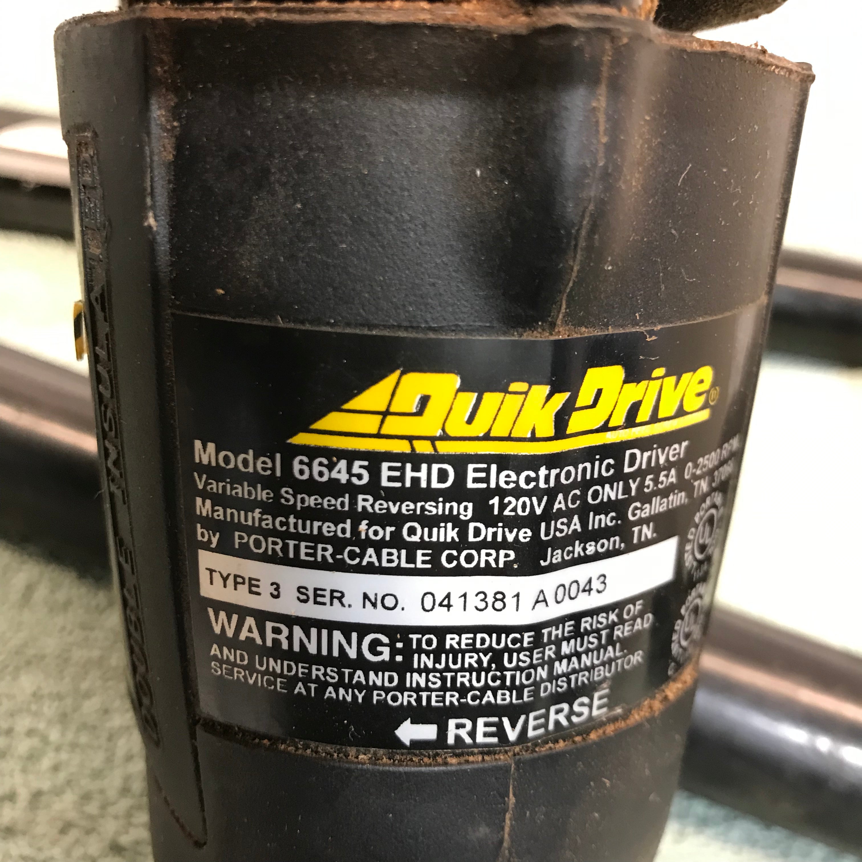 Quickdrive Pro Systems Model#6645 EHD Electric Driver W/ QDA158 Attachment