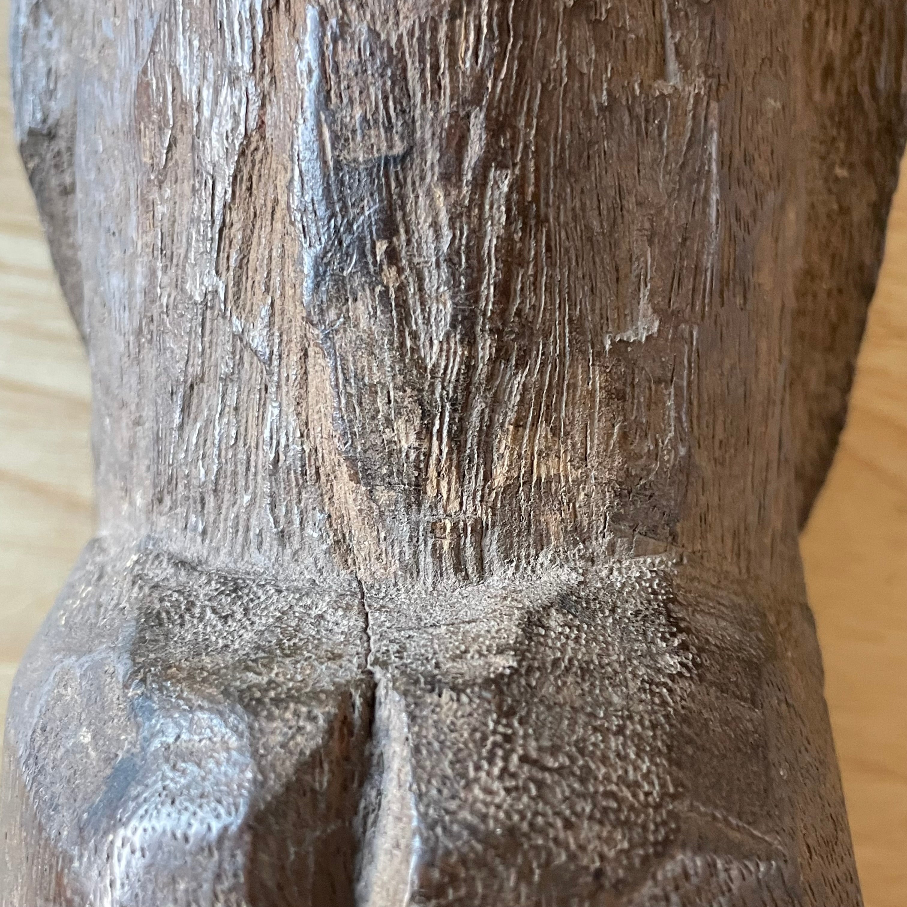 Antique West African Primitive Hand Carved Wood Lobi Bateba Phuwe Shrine Protection Figurine, 3.25"x 14"