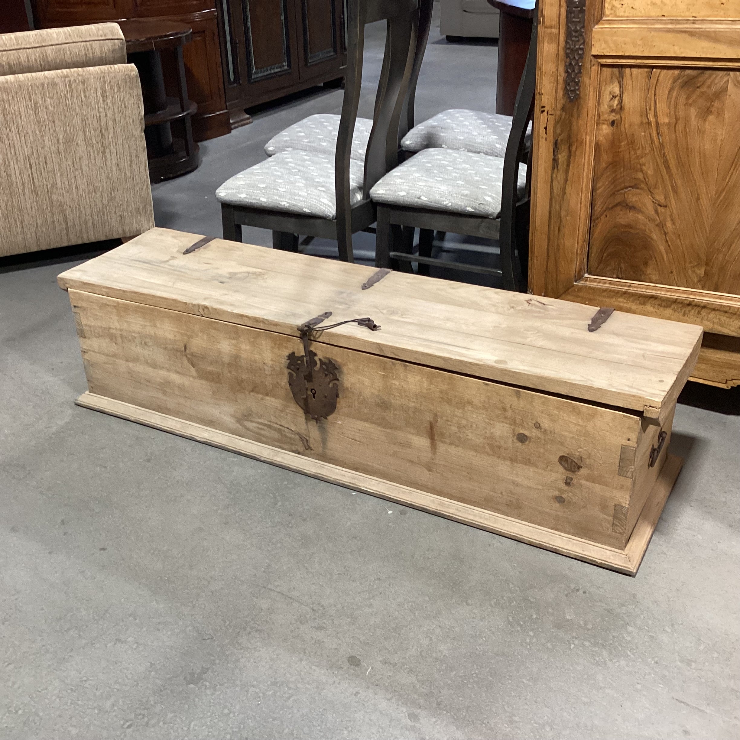 Natural Rustic Pine with Iron Accent Trunk 63"x 18.5"x 16"