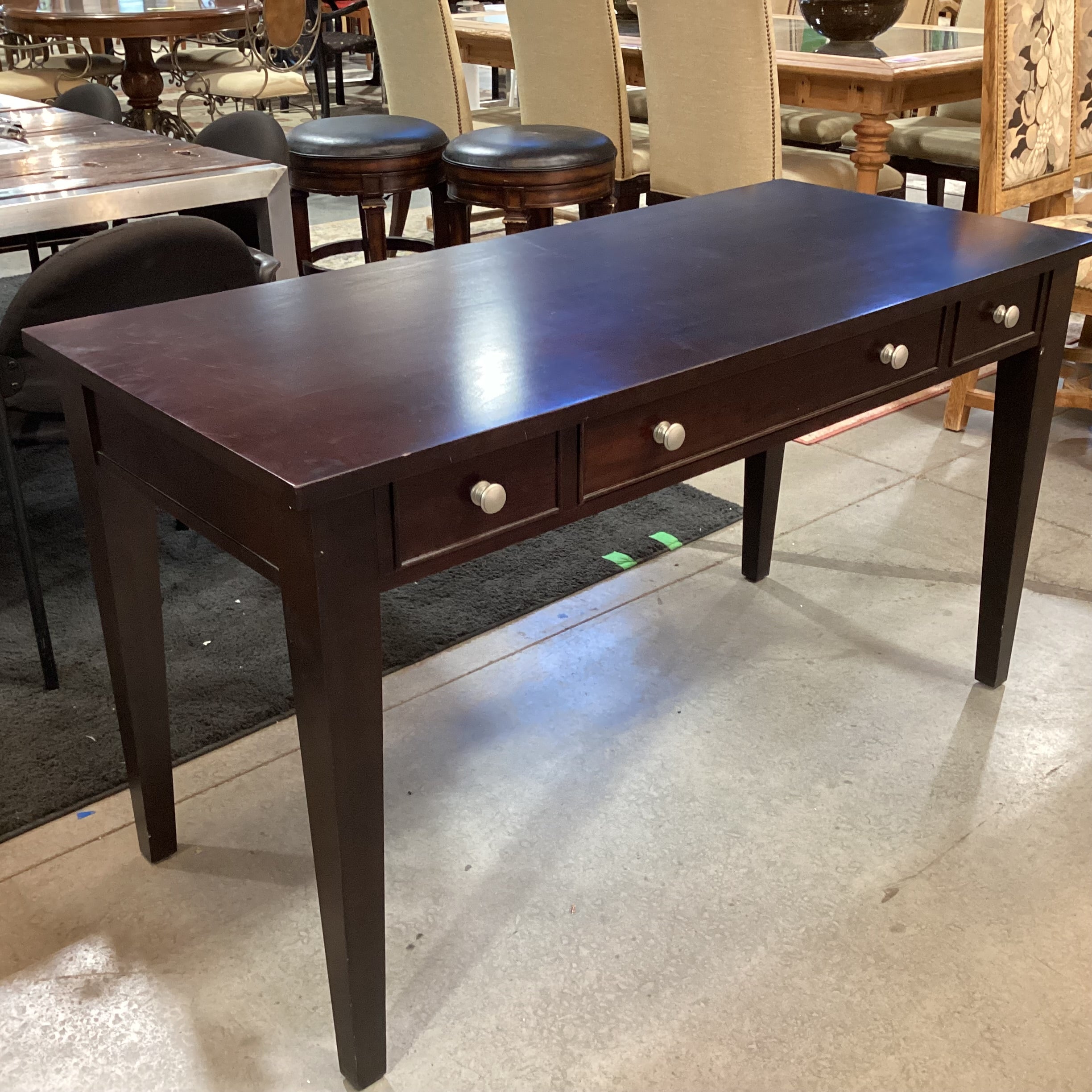 Winners Only Dark Finish Wood 3 Drawer Desk 54"x 24"x 30.5"