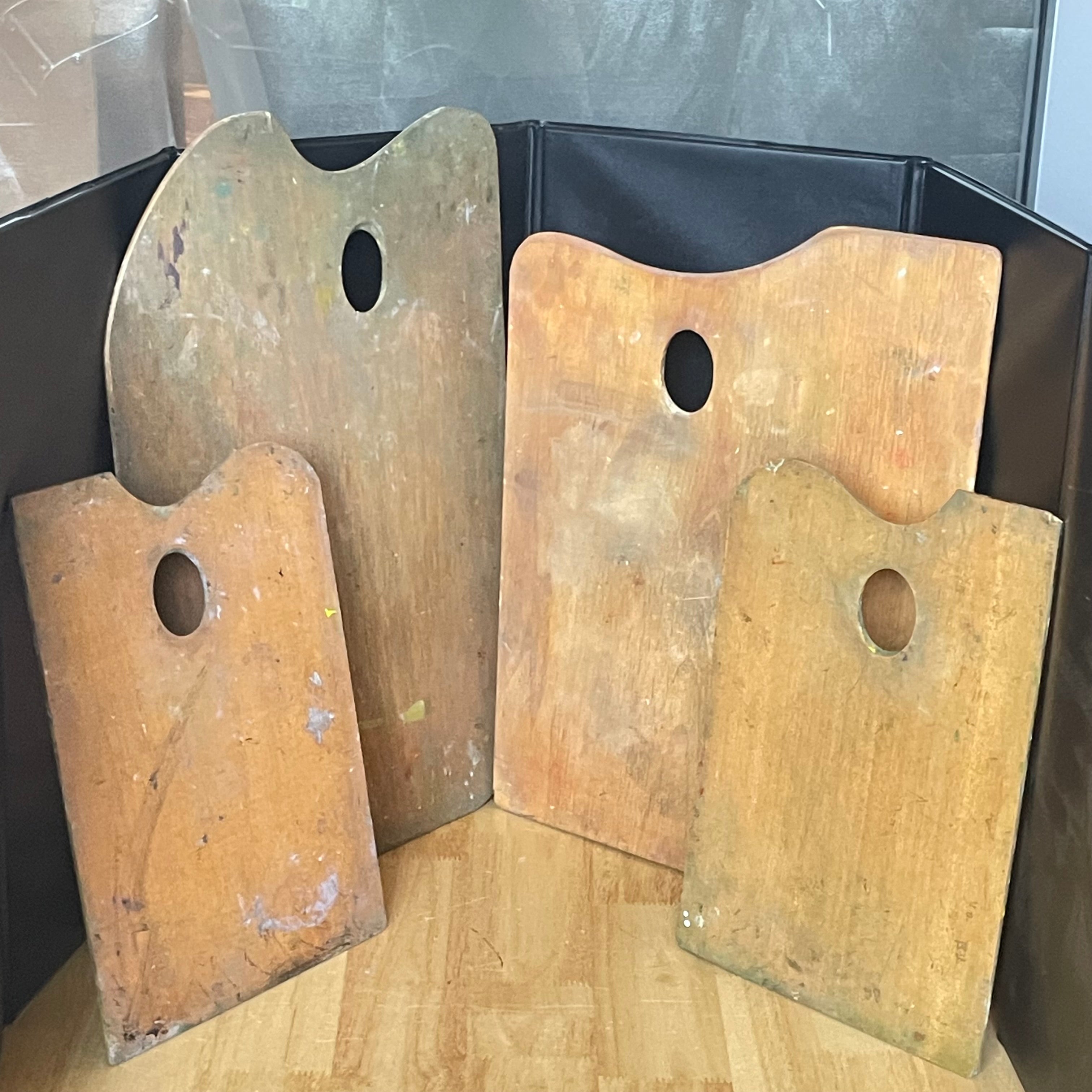 Set of 4 Vintage Wood Cappalletto Artist Palettes, Made in Italy