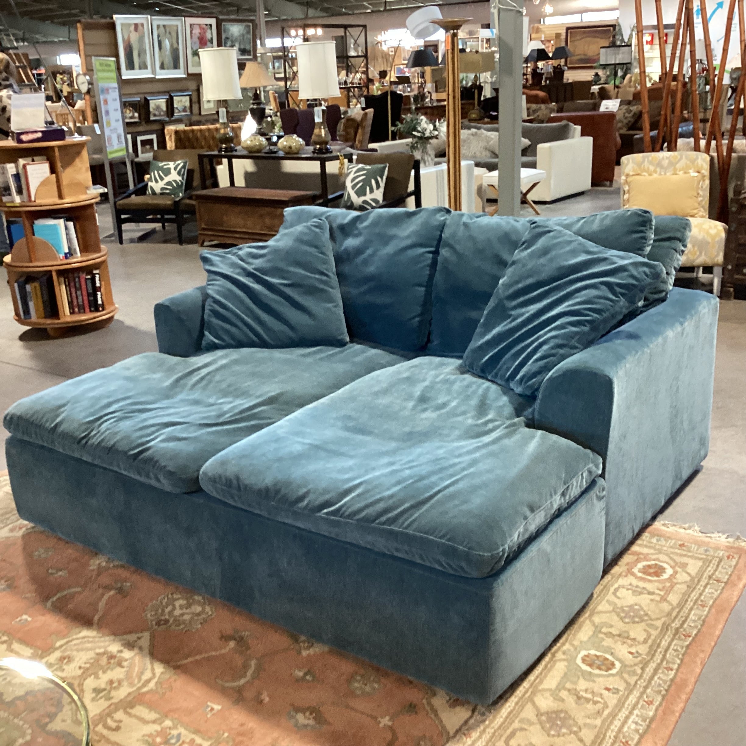 Joybird Furniture Teal 2 Piece Bryant Daybed Double Chaise Sectional 73"x 68"x 27"