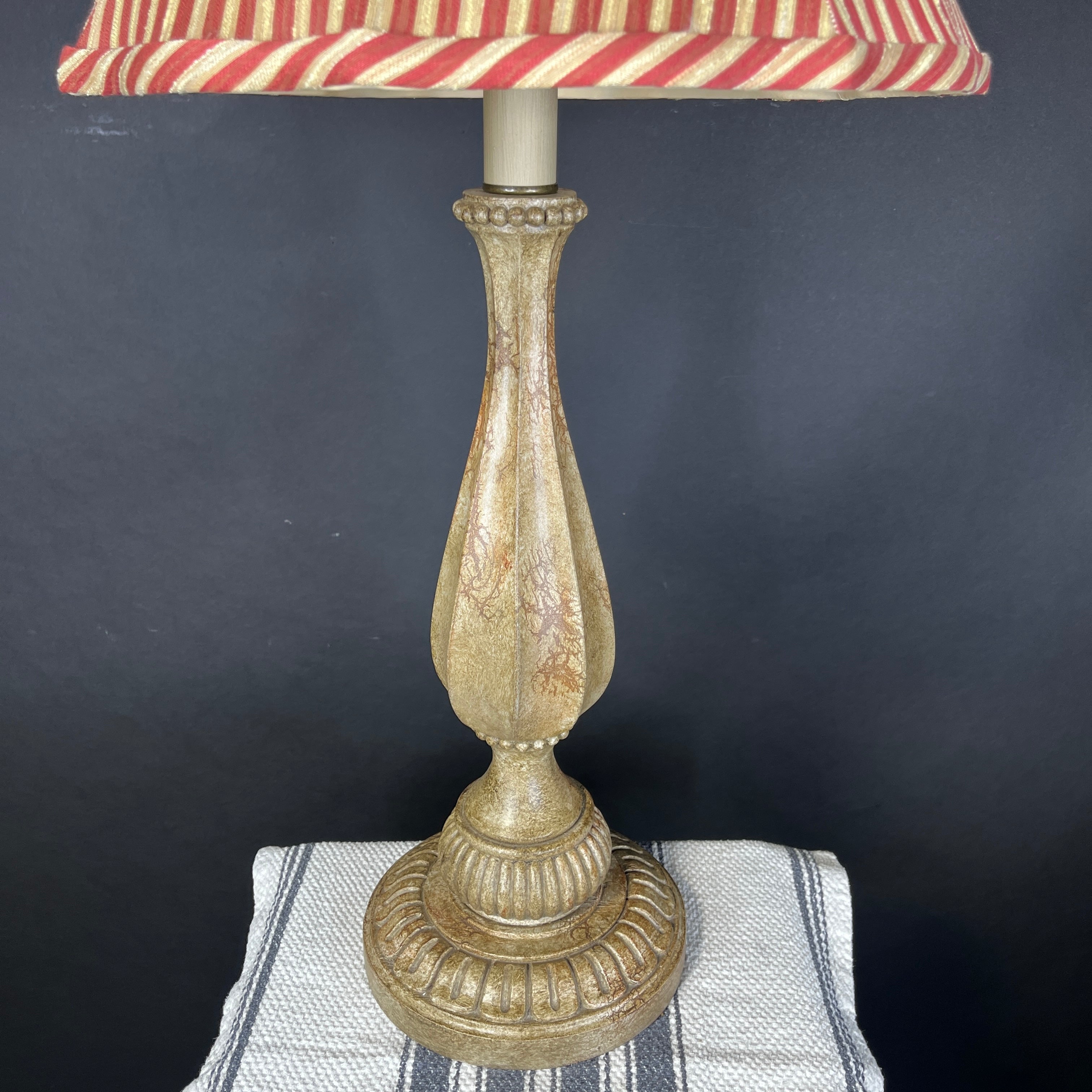 Traditional Ornate Cream Crackle with Shade Table Lamp 15” Diameter @ Shade x 34”