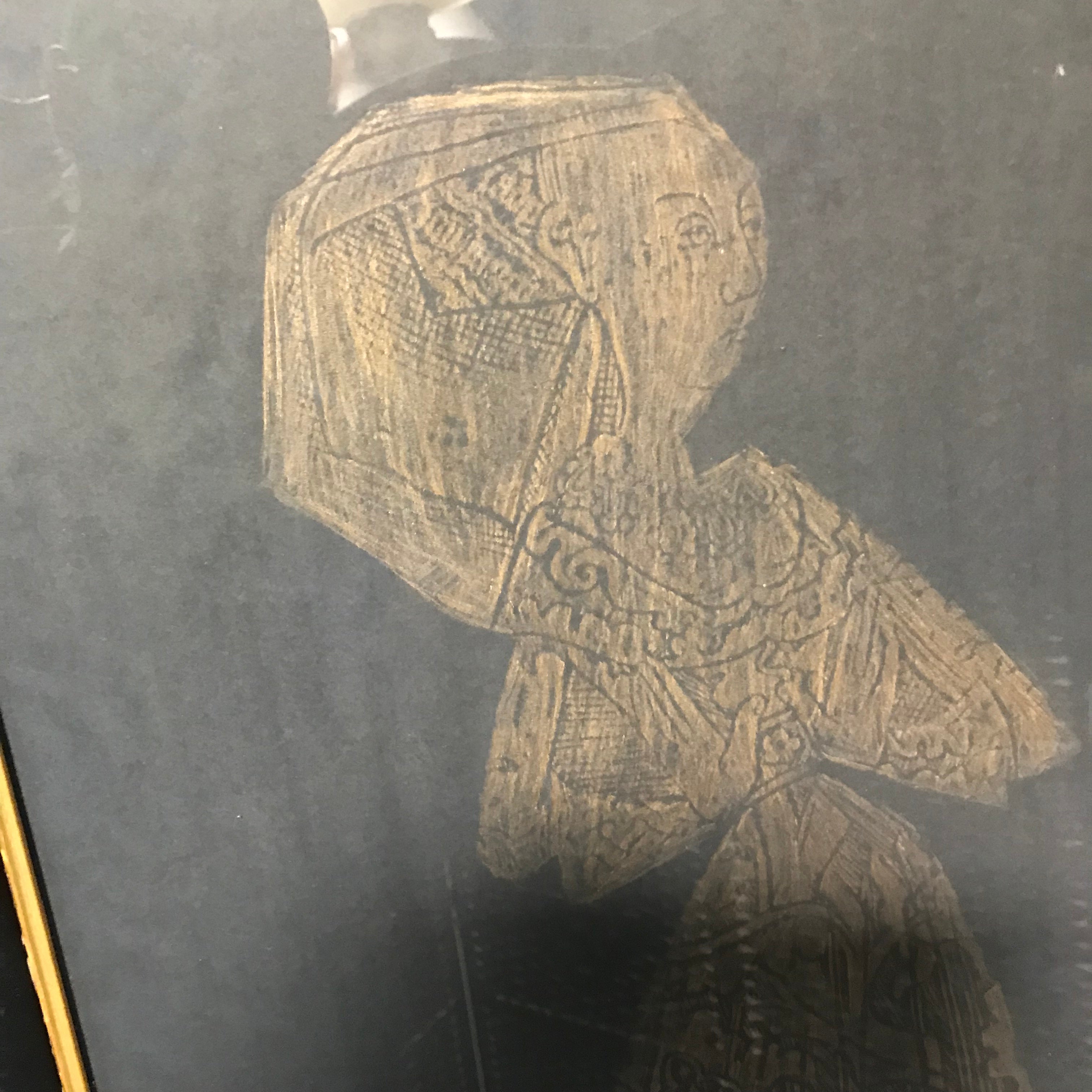 16.5”x 33.5” Woman Praying Brass Rubbing From England Framed Wall Decor
