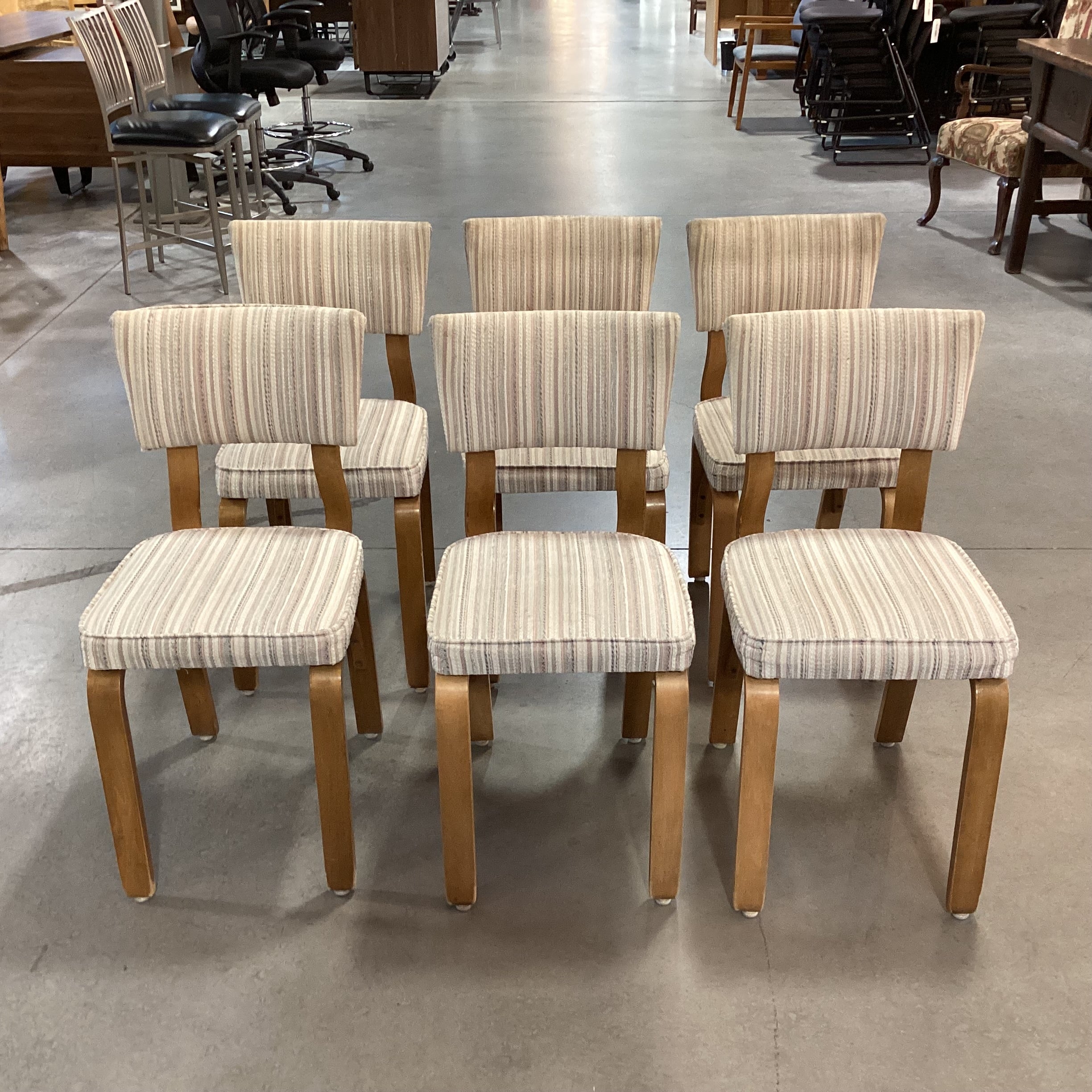 SET of 6 Thonet Mid Century Bentwood & Upholstered Dining Chairs 16"x 19"x 34"