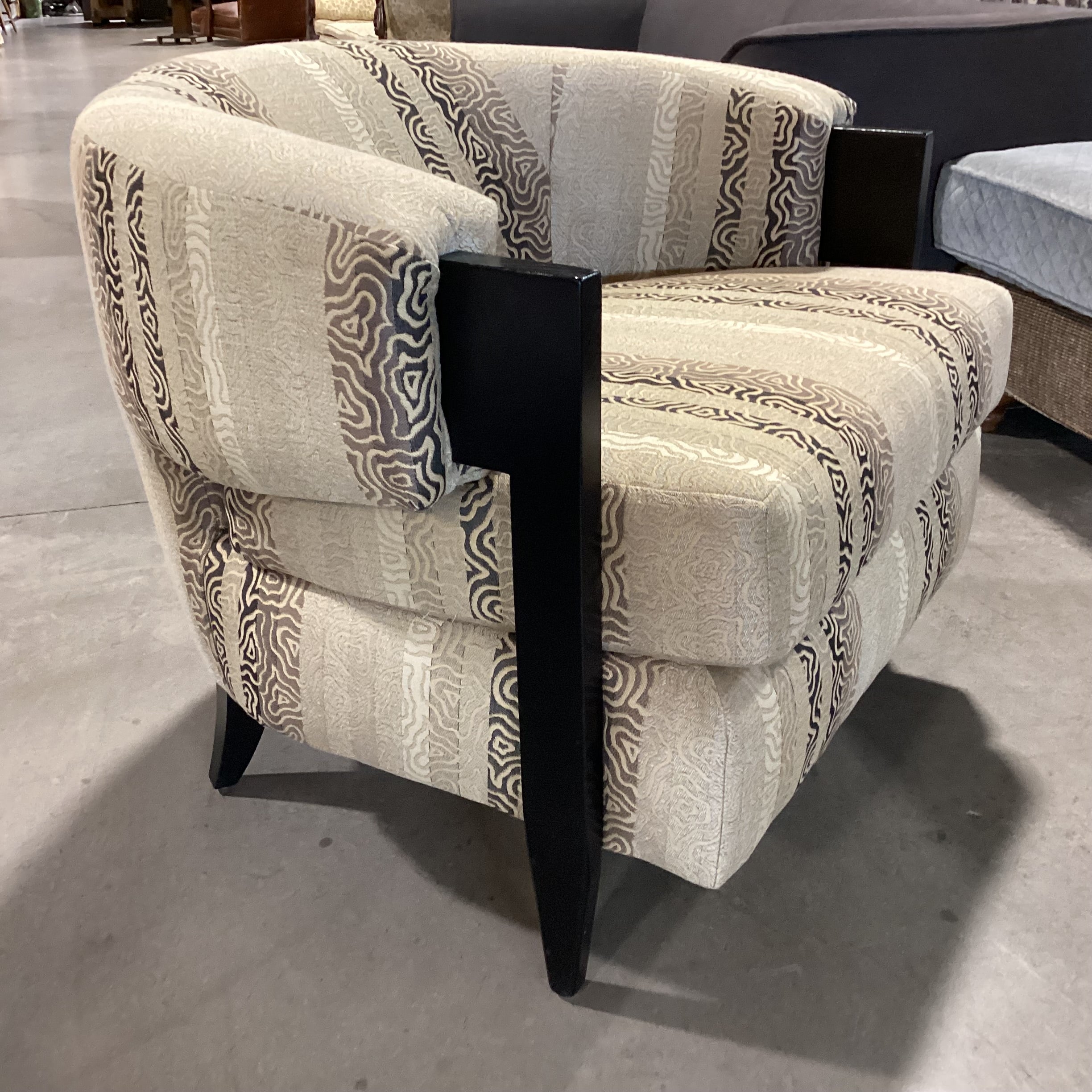 Interlude Home Kelsey Gold & Browns Design & Dark Finish Wood Modern Curve Back Chair 37"x 35"x 31"