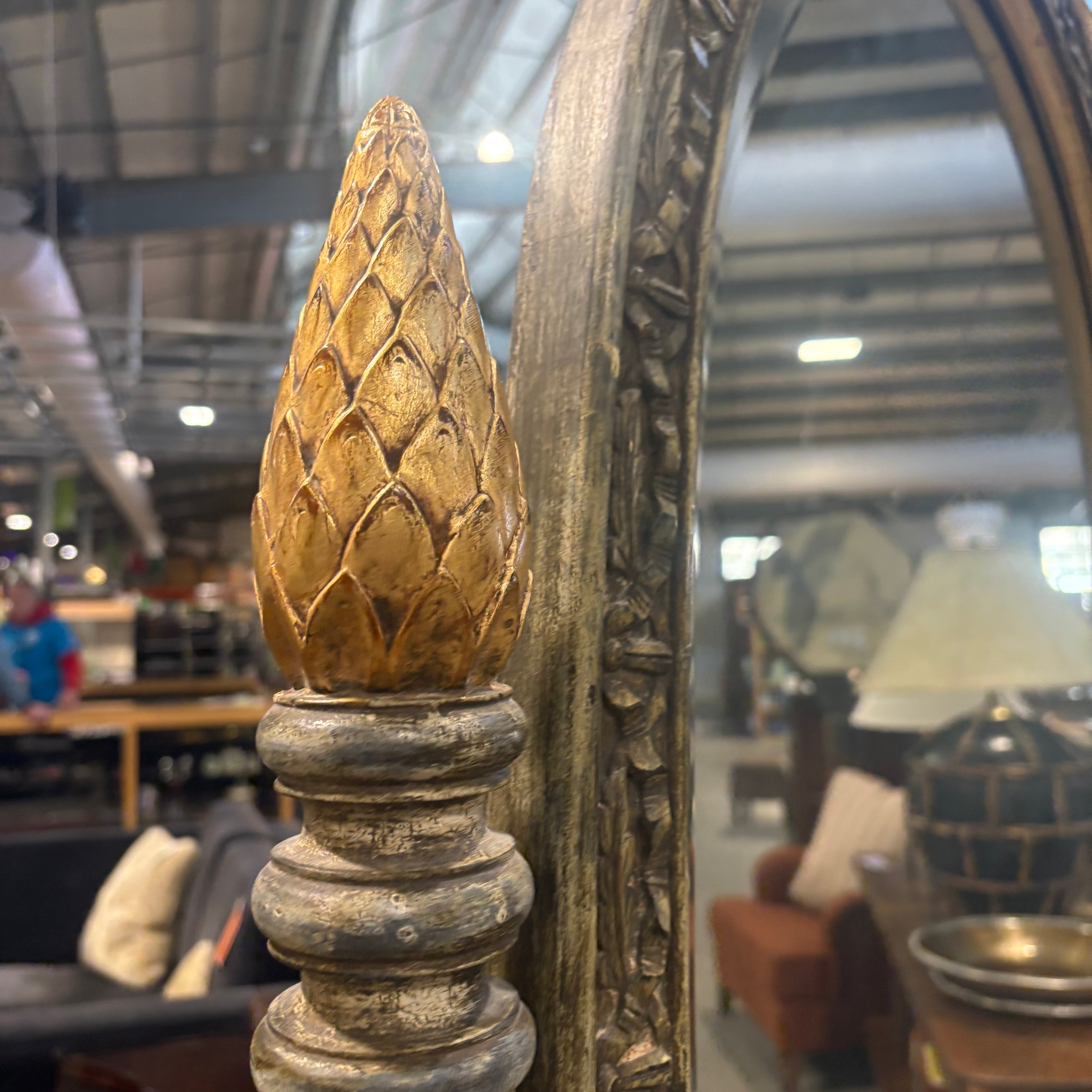 Antique French Style Ornate Silver and Gold Claw Foot Free Standing Mirror 32.5” x 77”