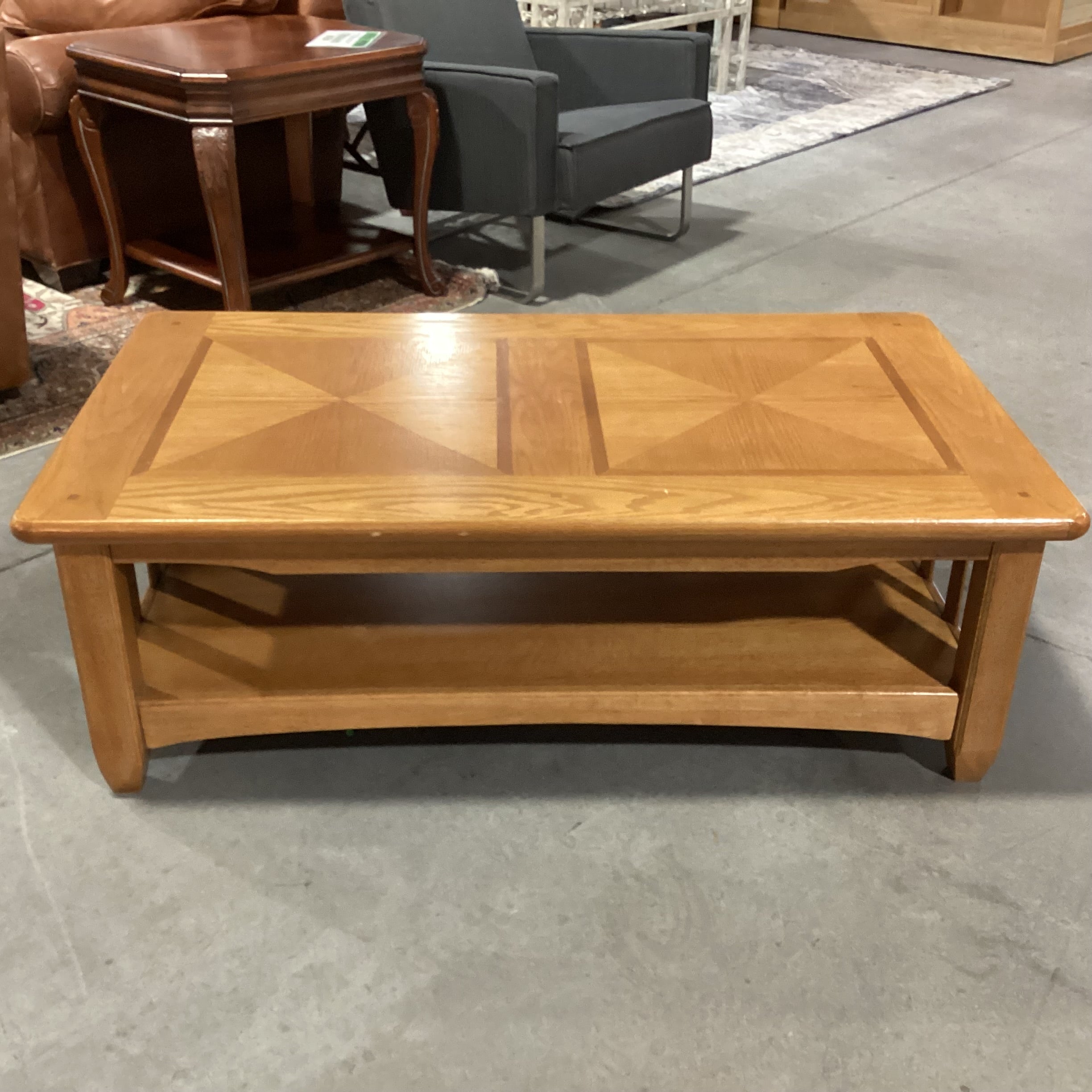 Dual Level Solid Wood Coffee Table 50"x 28"x 17"
