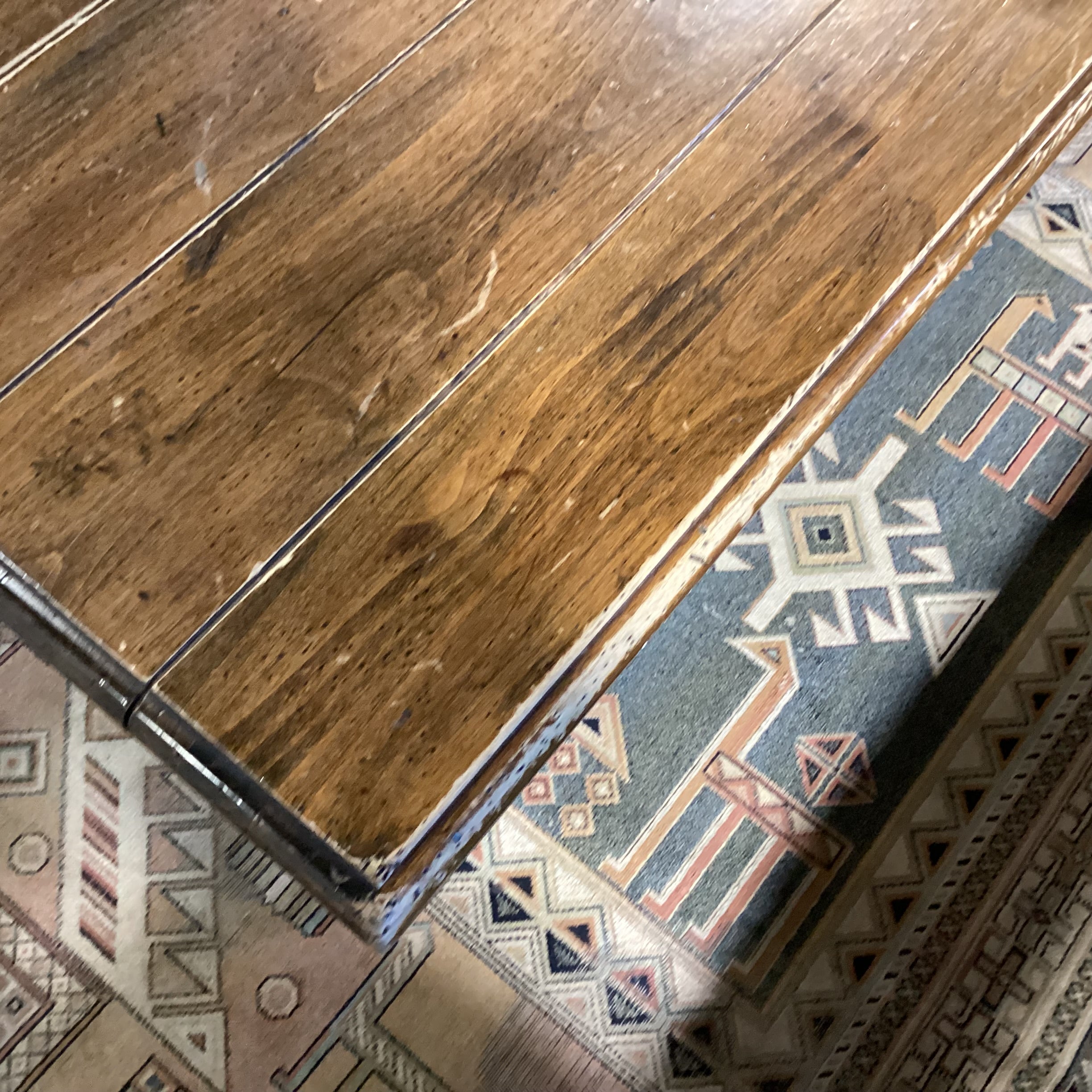 Distressed Finished Wood & Plank Coffee Table 50"x 30"x 17"