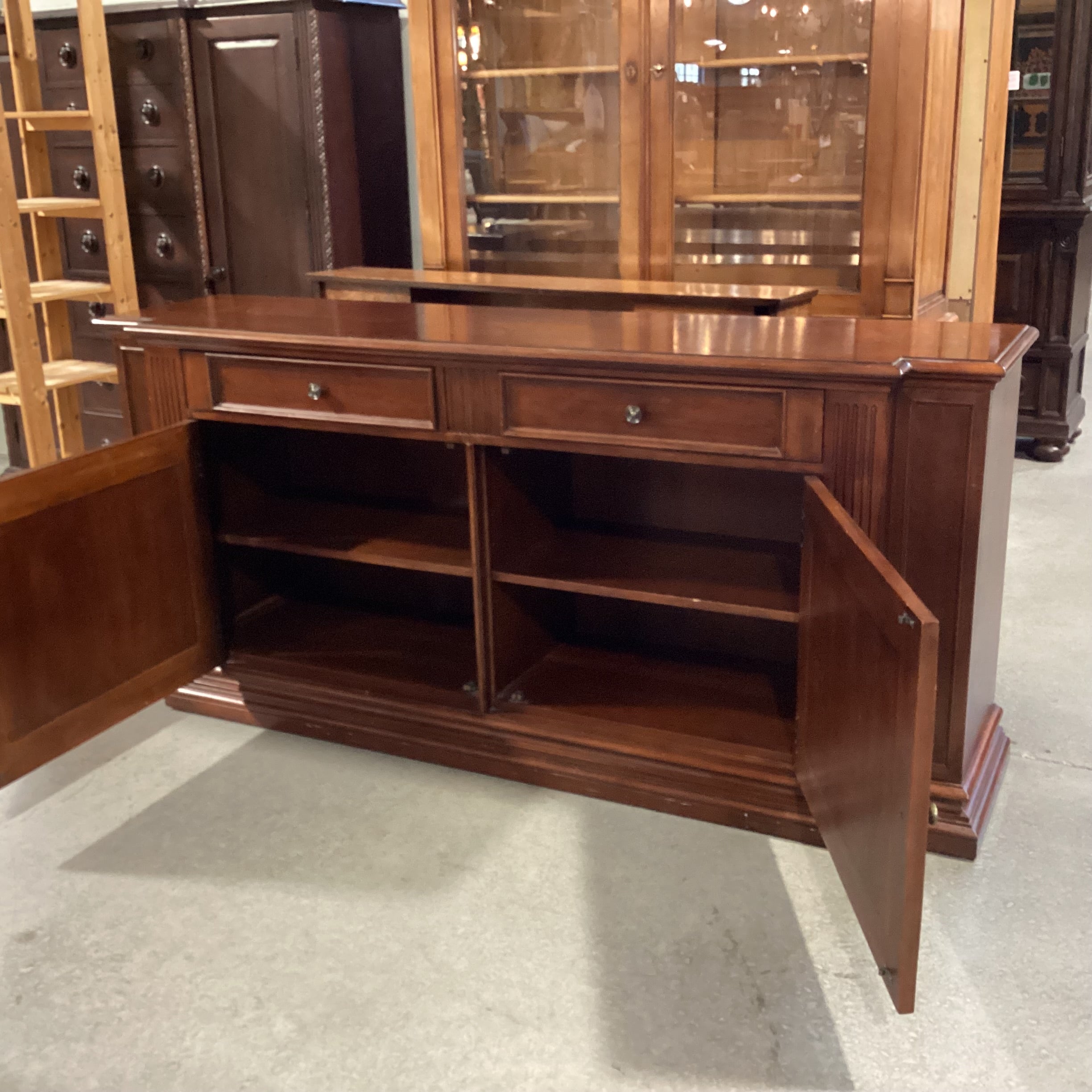 Ethan Allen Solid Carved Finished Wood 4 Door 2 Drawer Sideboard 78.5"x 19"x 31"