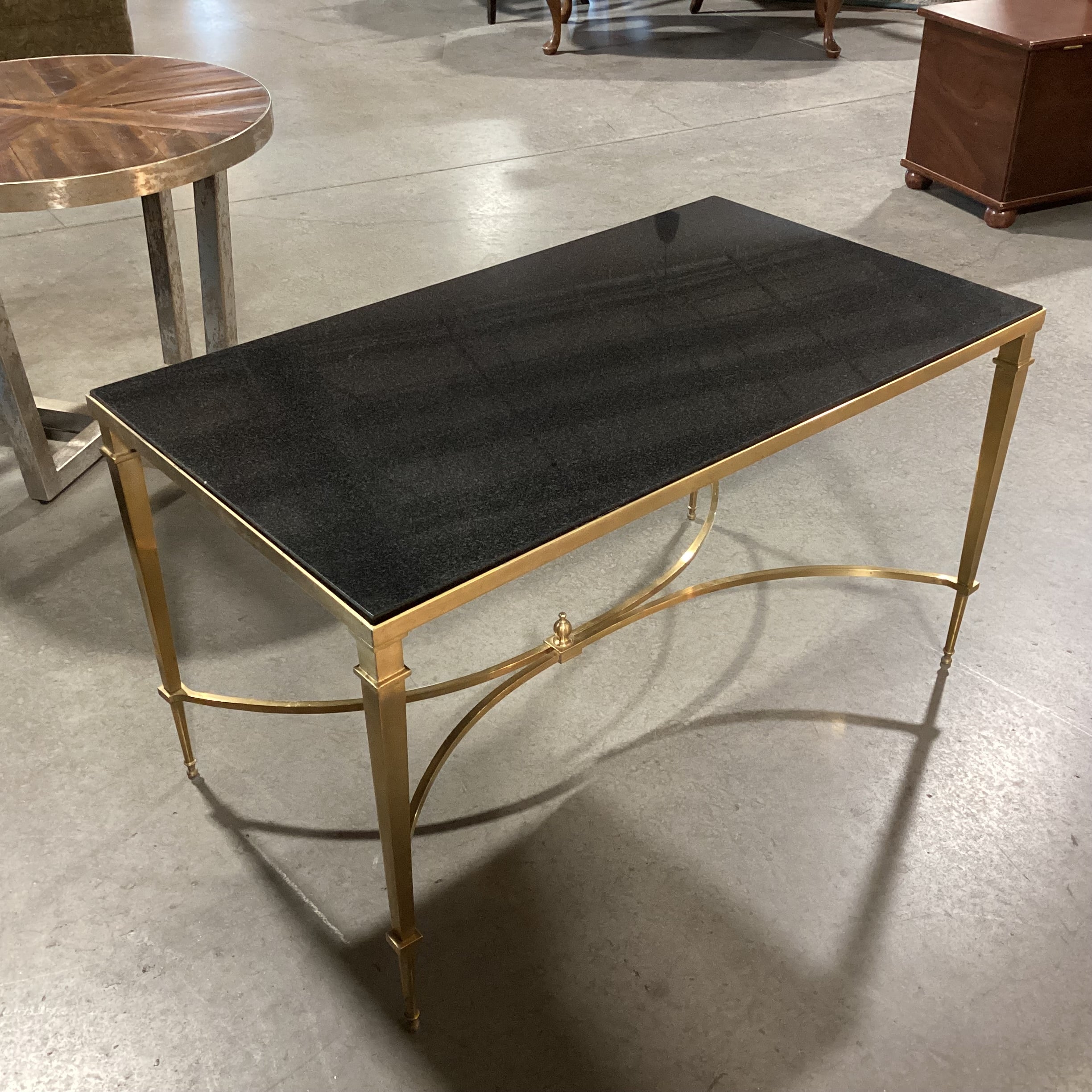 Brass & Black Stone Top Coffee Table 36"x 20.5"x 21"