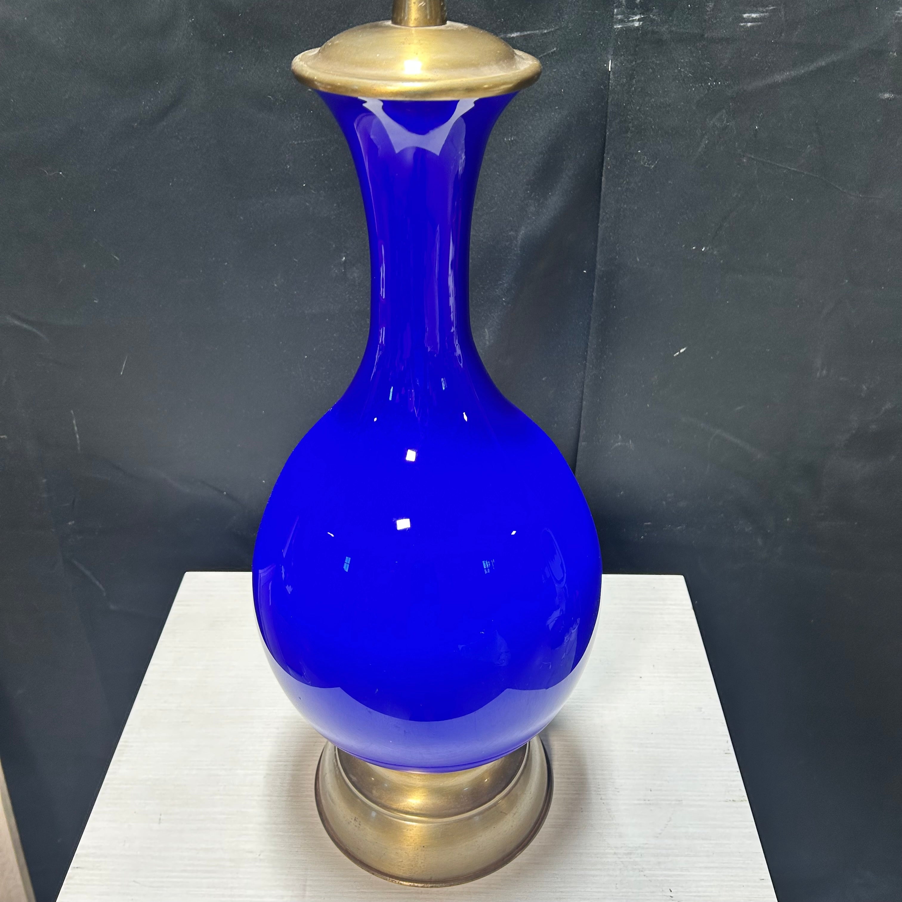 Archimede Seguso Cobalt Blue C.1960 Table Lamp 9"x 37"