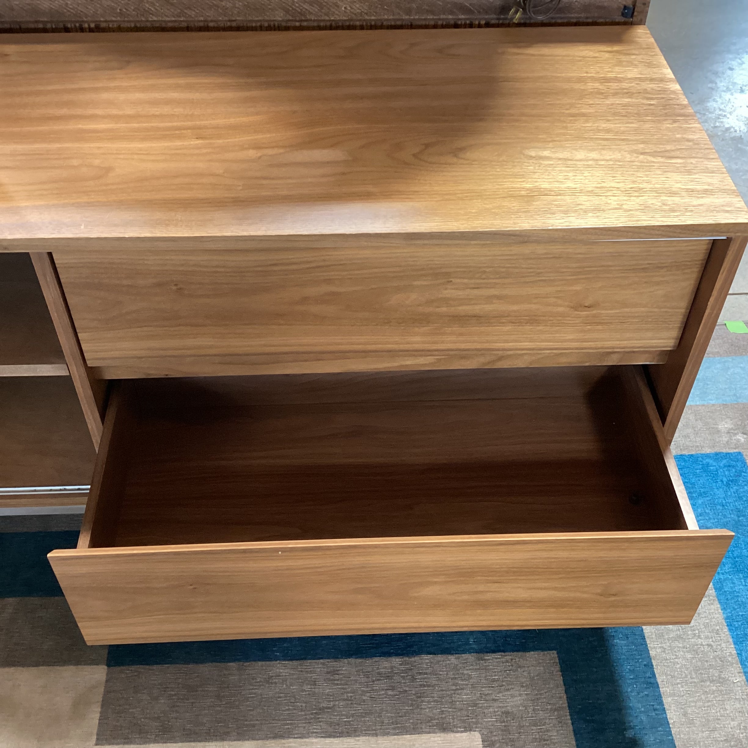 Walnut & Wood Style Laminate with Chrome Base Console 60"x 18"x 24"