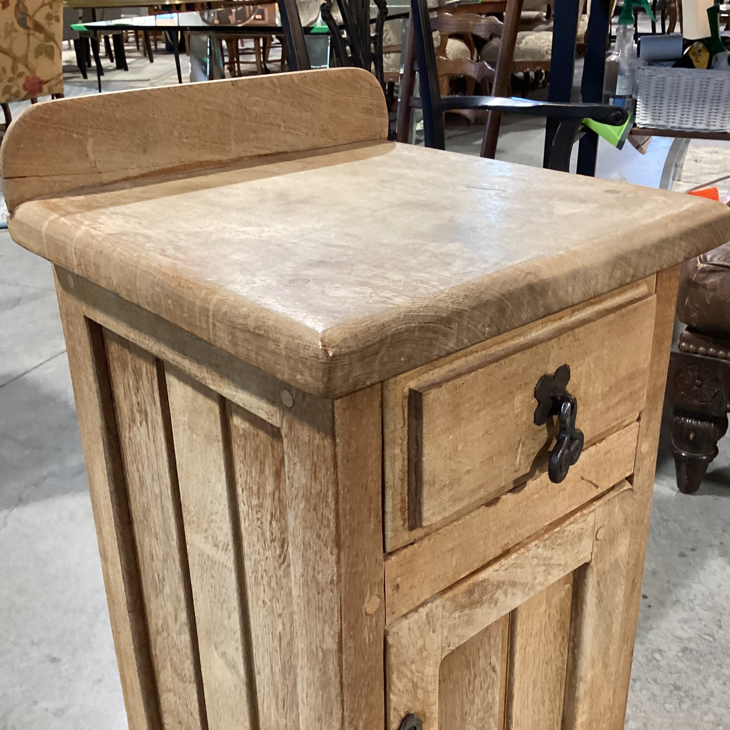 Solid Natural Wood 1 Drawer 1 Door with Shelf Cabinet End Table 13"x 13"x 34"