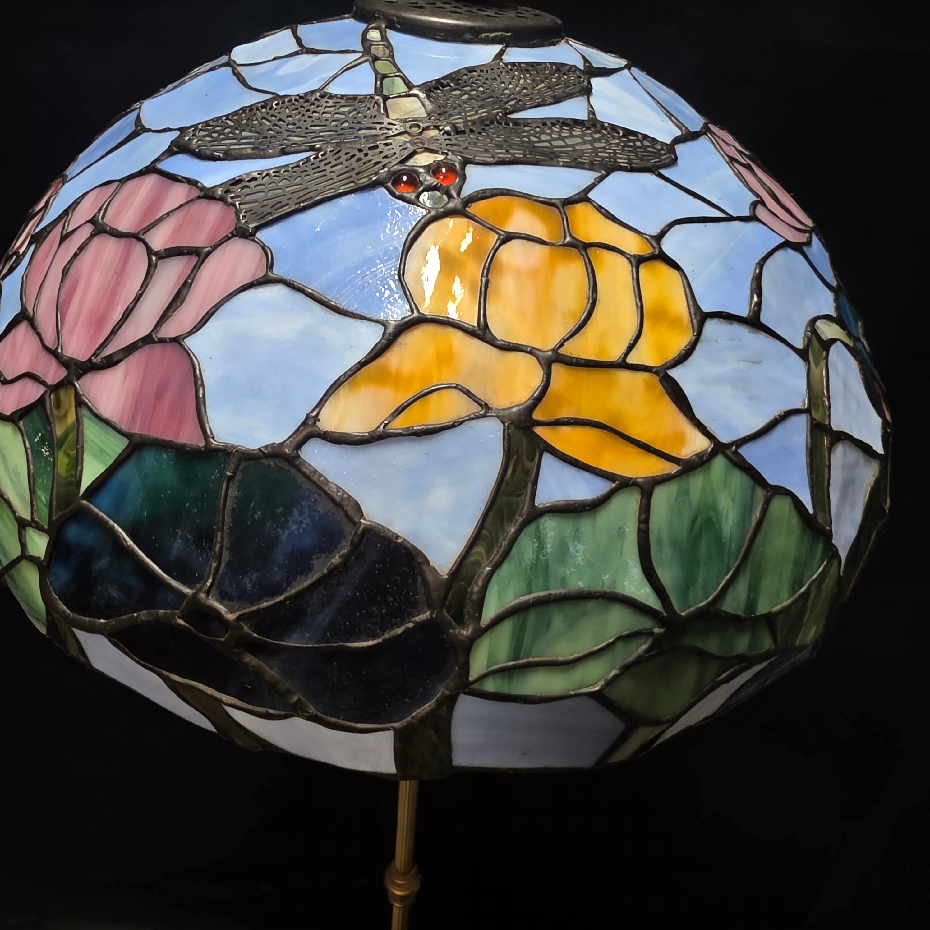 Tiffany Style Dragon Fly and Flowers Colorful Floor Lamp 20"Dx63"