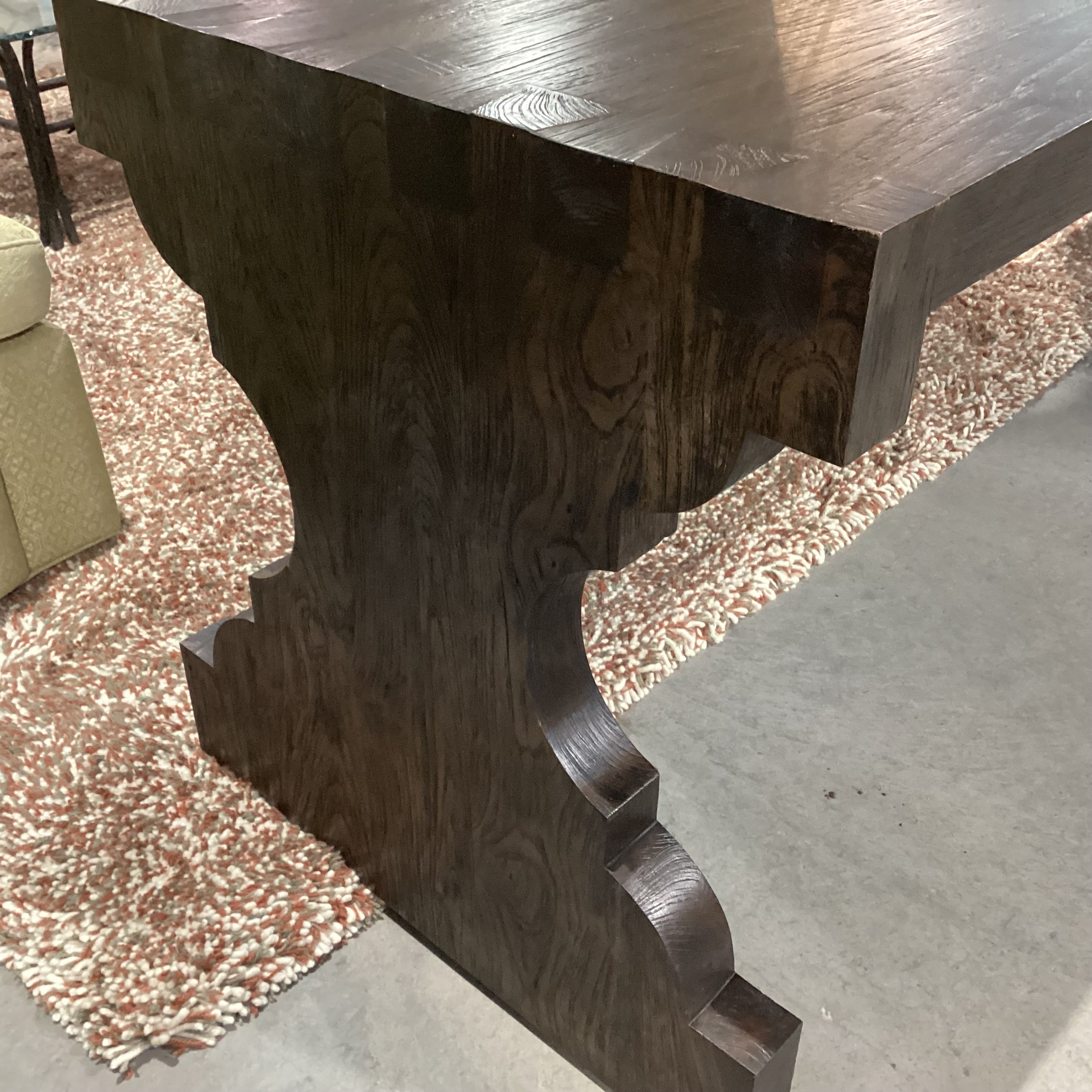 Ironies Escala Dark Finish Solid Wood with Dovetailed & Carved End Detail Console Accent Table 83.5"x 27"x 30"
