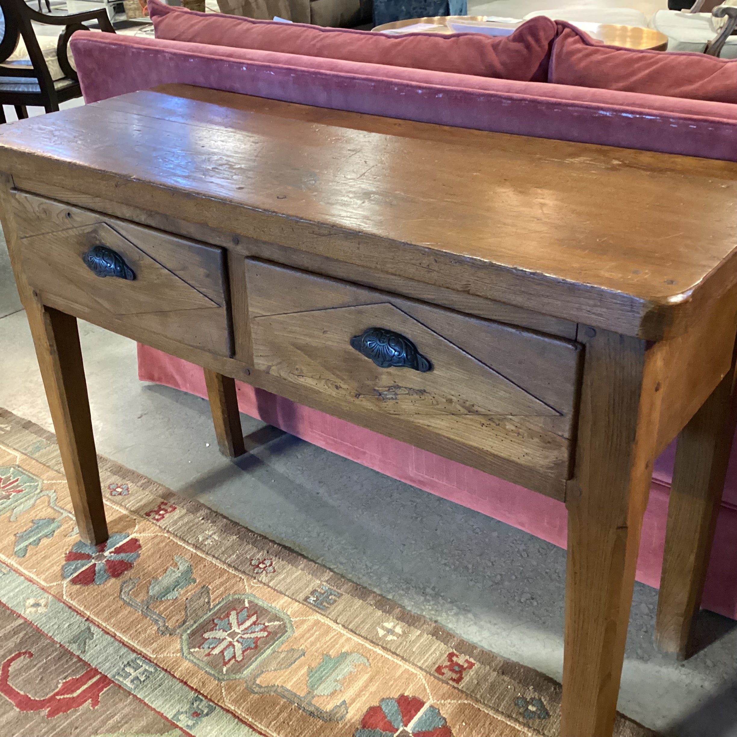Antique Solid Wood 2 Drawer Console Sofa Table 45.5"x 17.5"x 31.5"