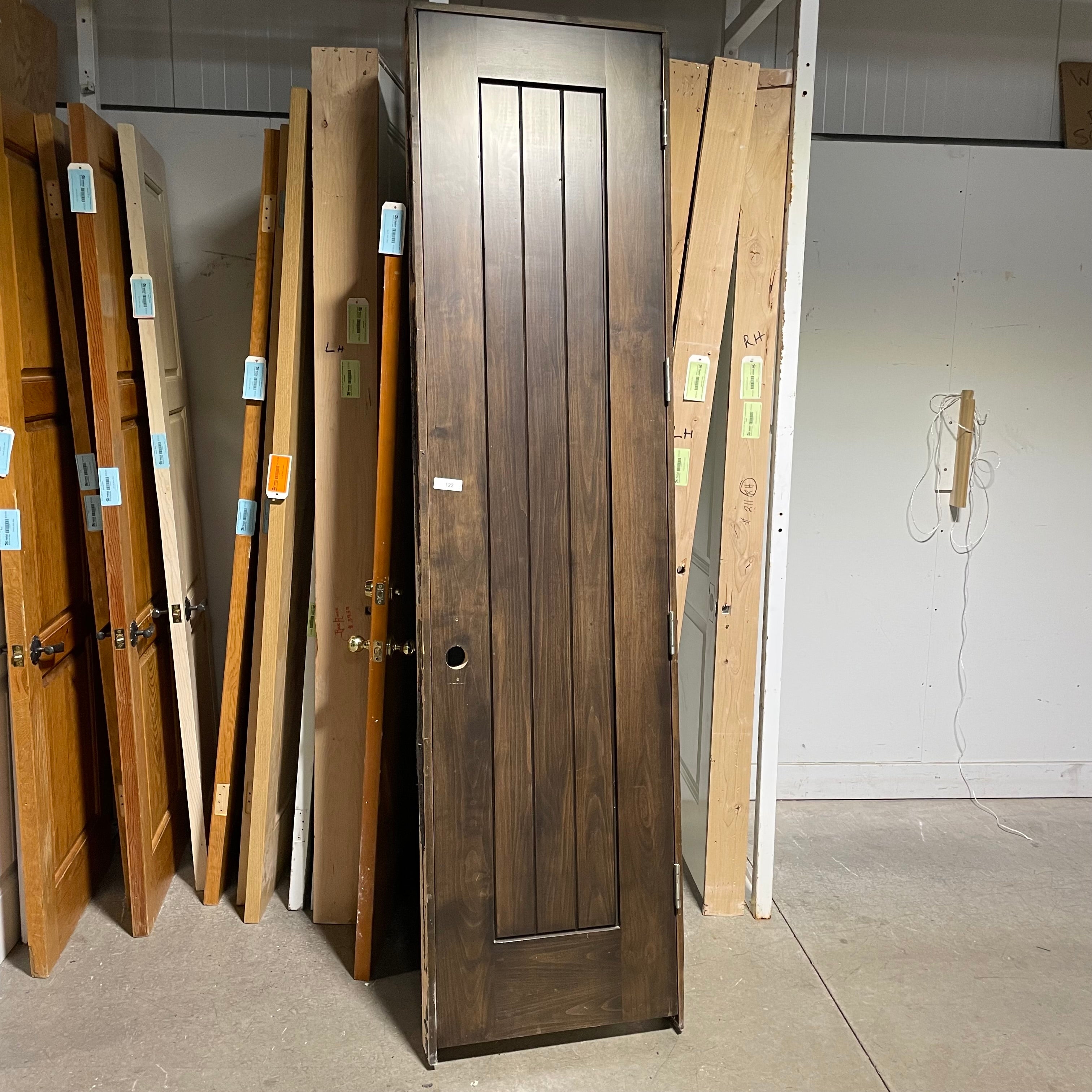 23.75"x 96"x 1.75" Rough Opening is 25.5"x 98.5"x 6.75" Brown Vertical Lined Walnut Interior Door with Jamb