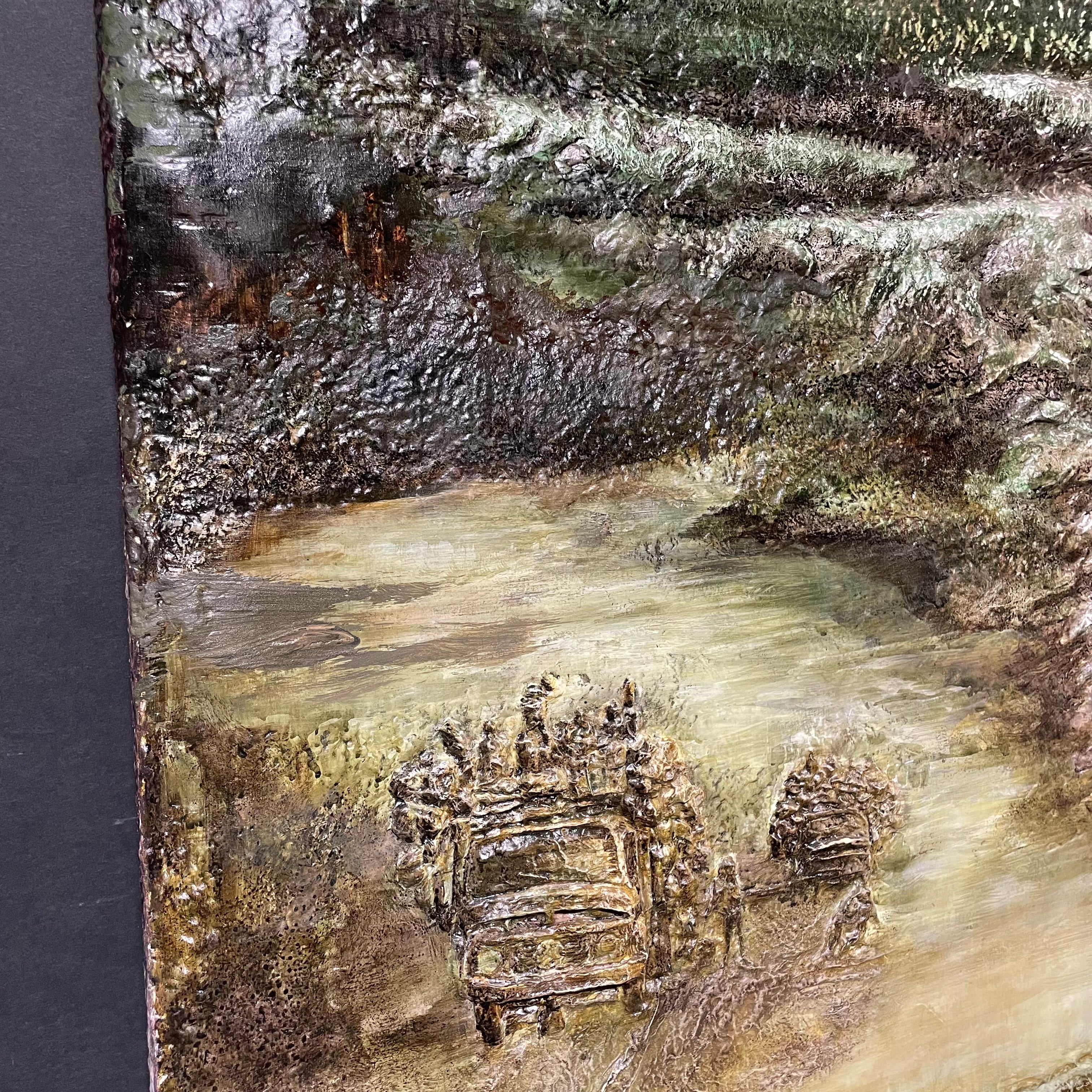 Janusz Obst Signed/ Dated "Another Planet"3D Bas Relief Original 46 1/2" x 66"