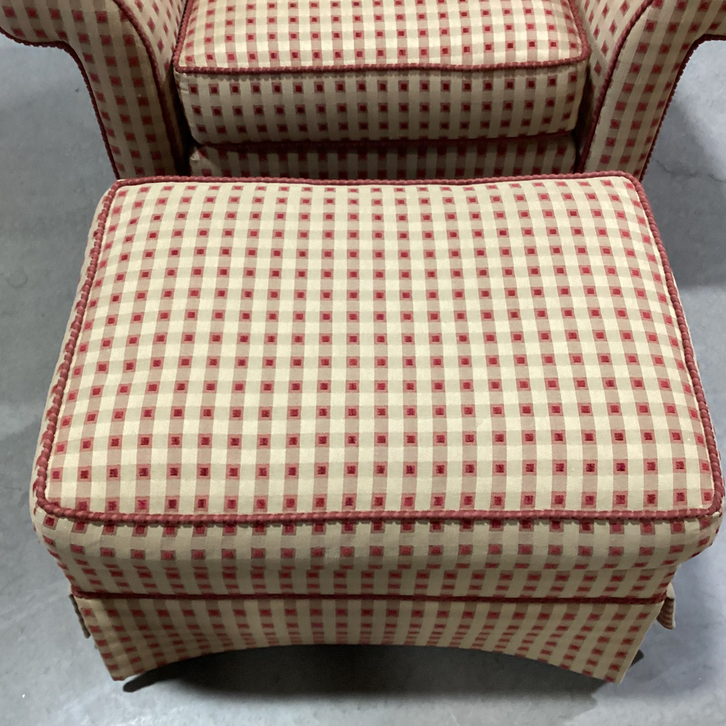 Slifer Designs Red & Tan Raised Checker with Ottoman Chair 38"x 36"x 28"