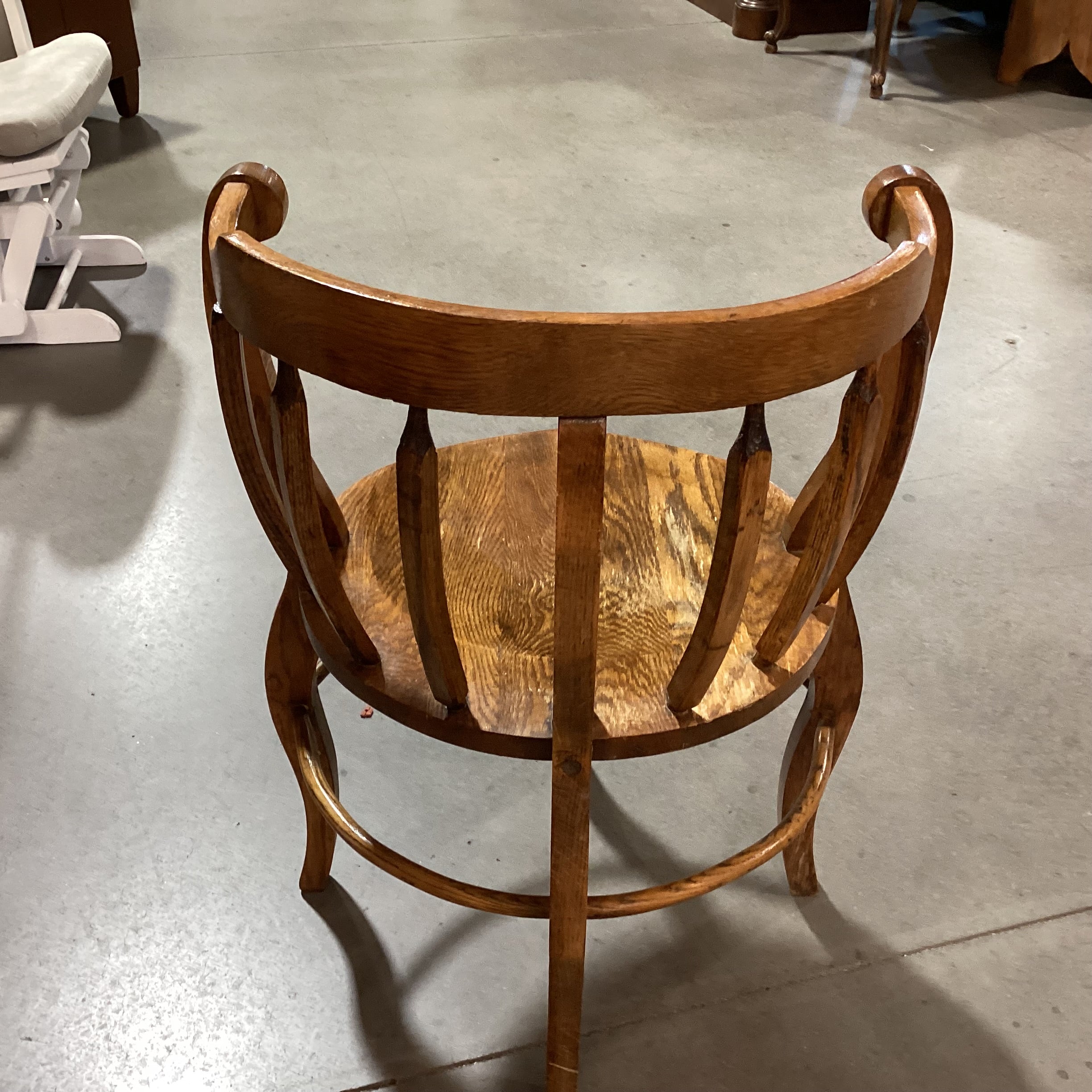 Antique Round Barrel Back Spindle Chair 20" Diameter x 30.5"