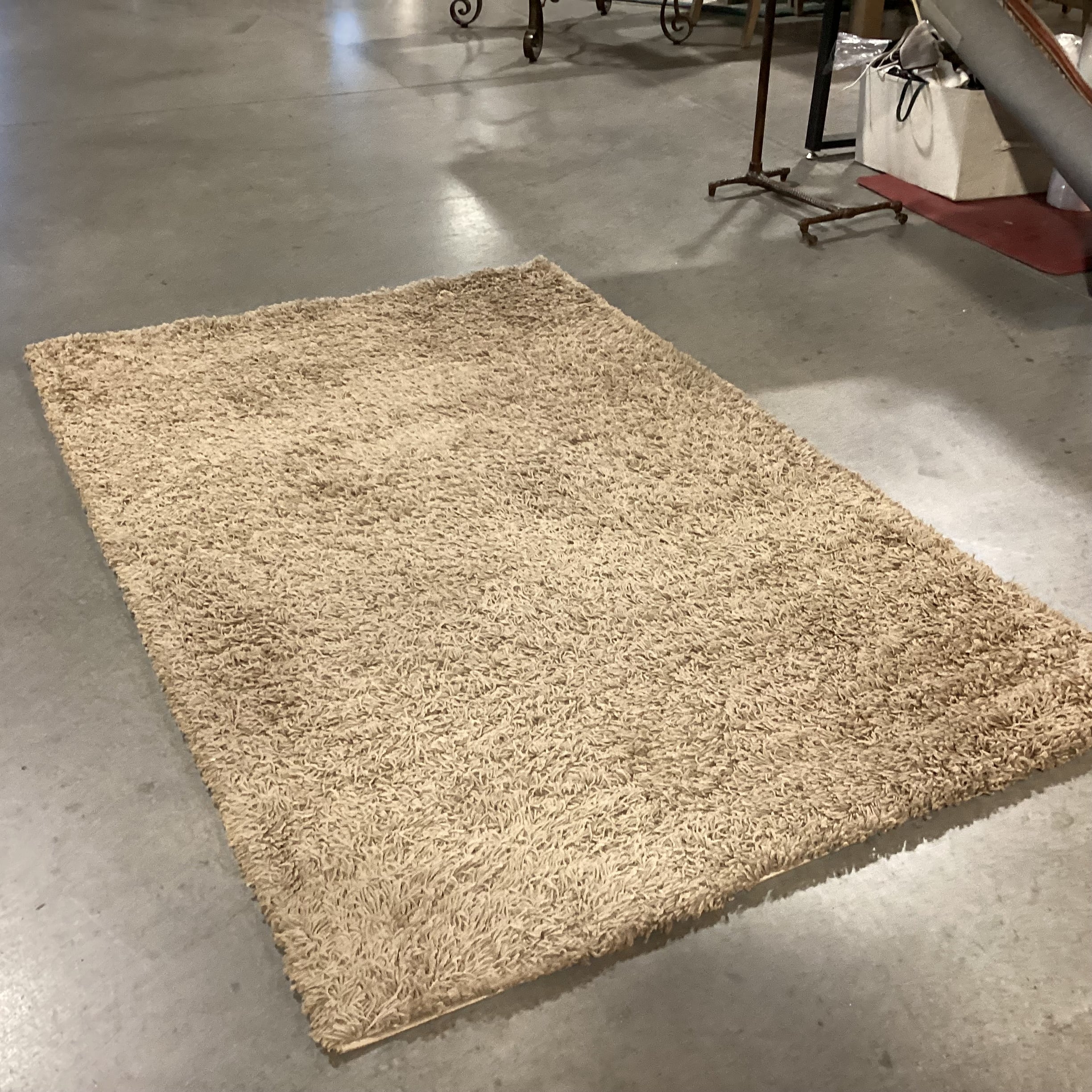 Unique Loom Solo Solid Sandy Brown Shag Rug 4'x 6'