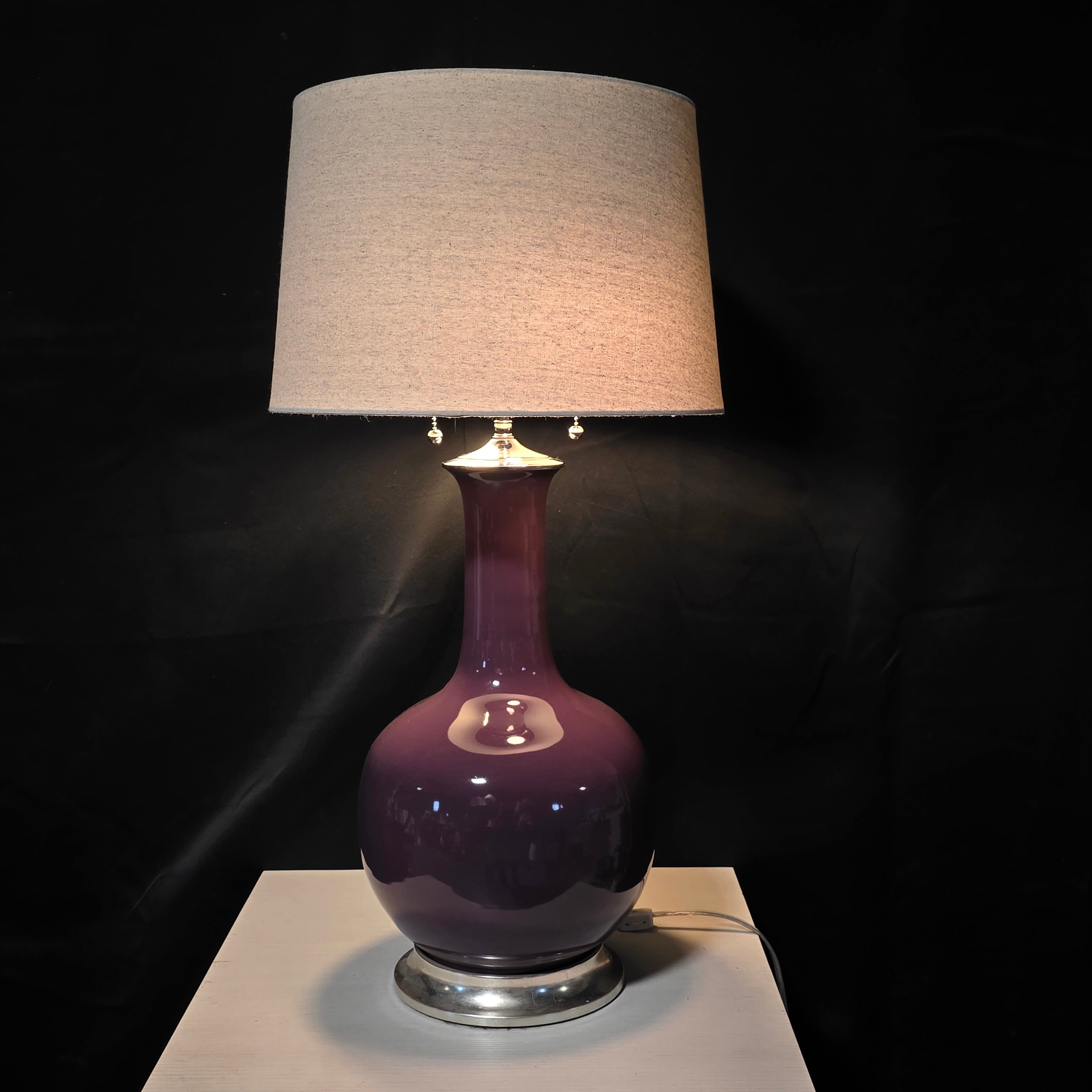 Christopher Spitzmiller Large Plum Double Light Pull Chair Table Lamp 15"x29.5"