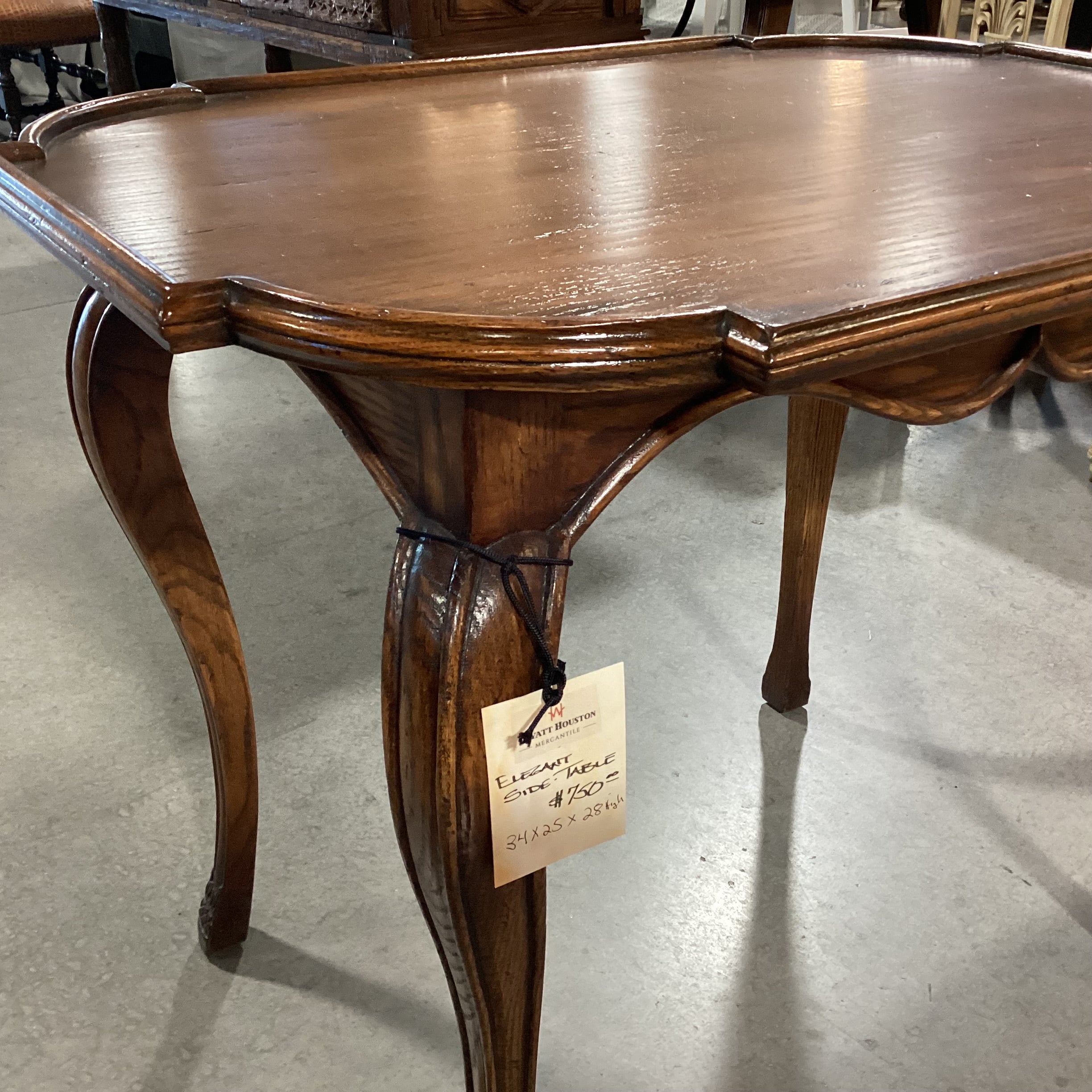 Ornate Carved Finished Wood Accent Table 35"x 26"x 28.5"