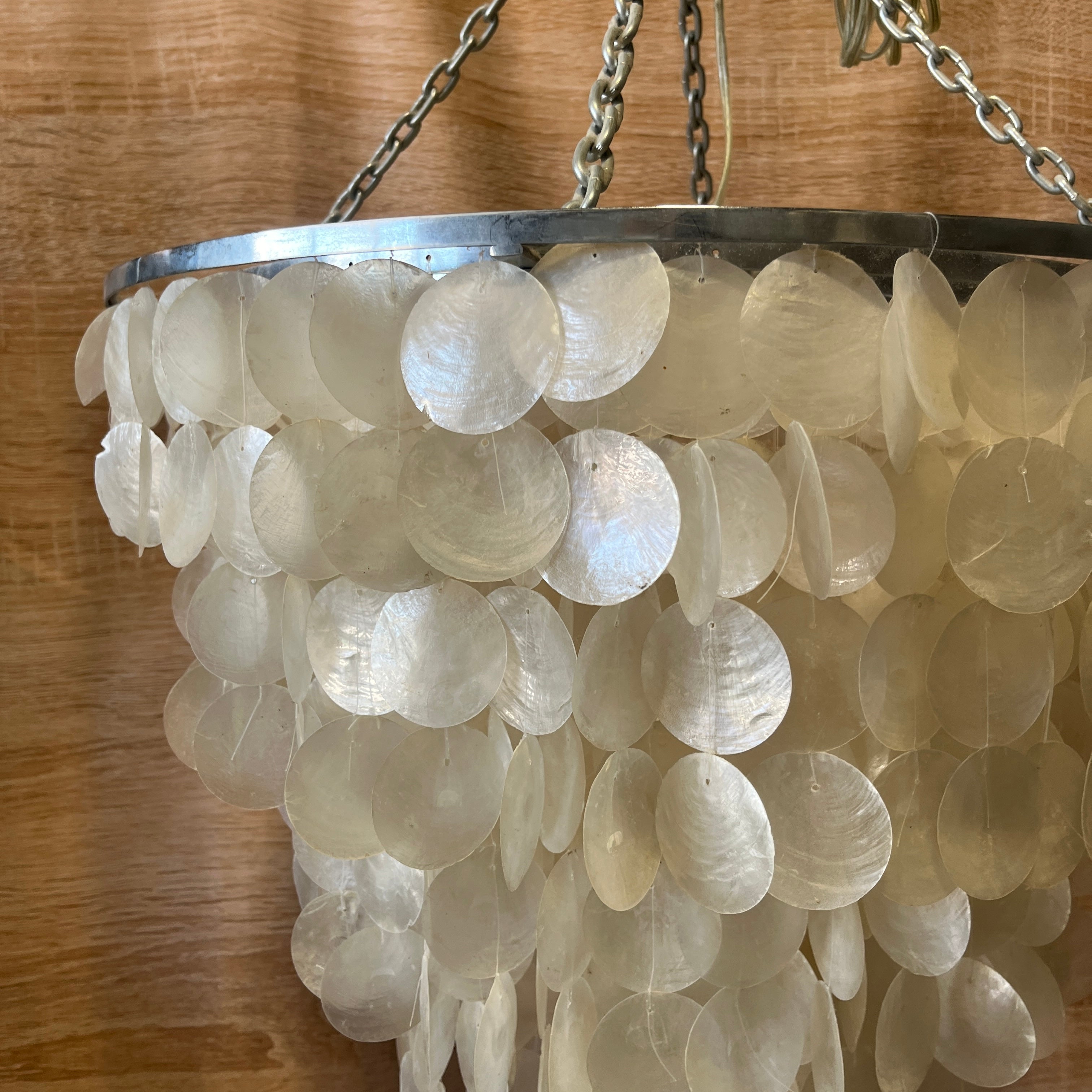 Coastal Boho 1-Light Capiz Shell Windchime Chandelier 24.5" Diameter x 48"