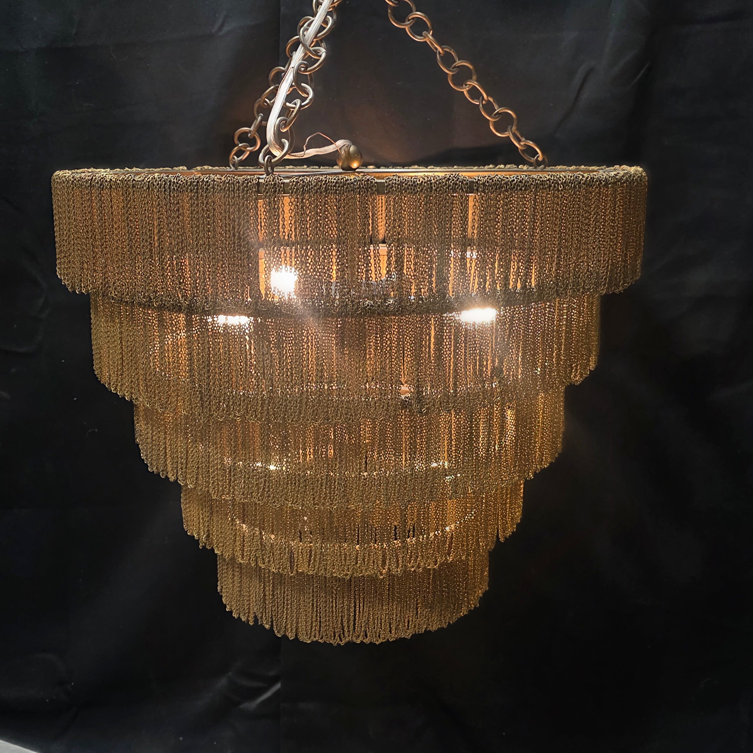 Hollywood Style Vintage Tissot Chain Chandelier 22" D x 17"