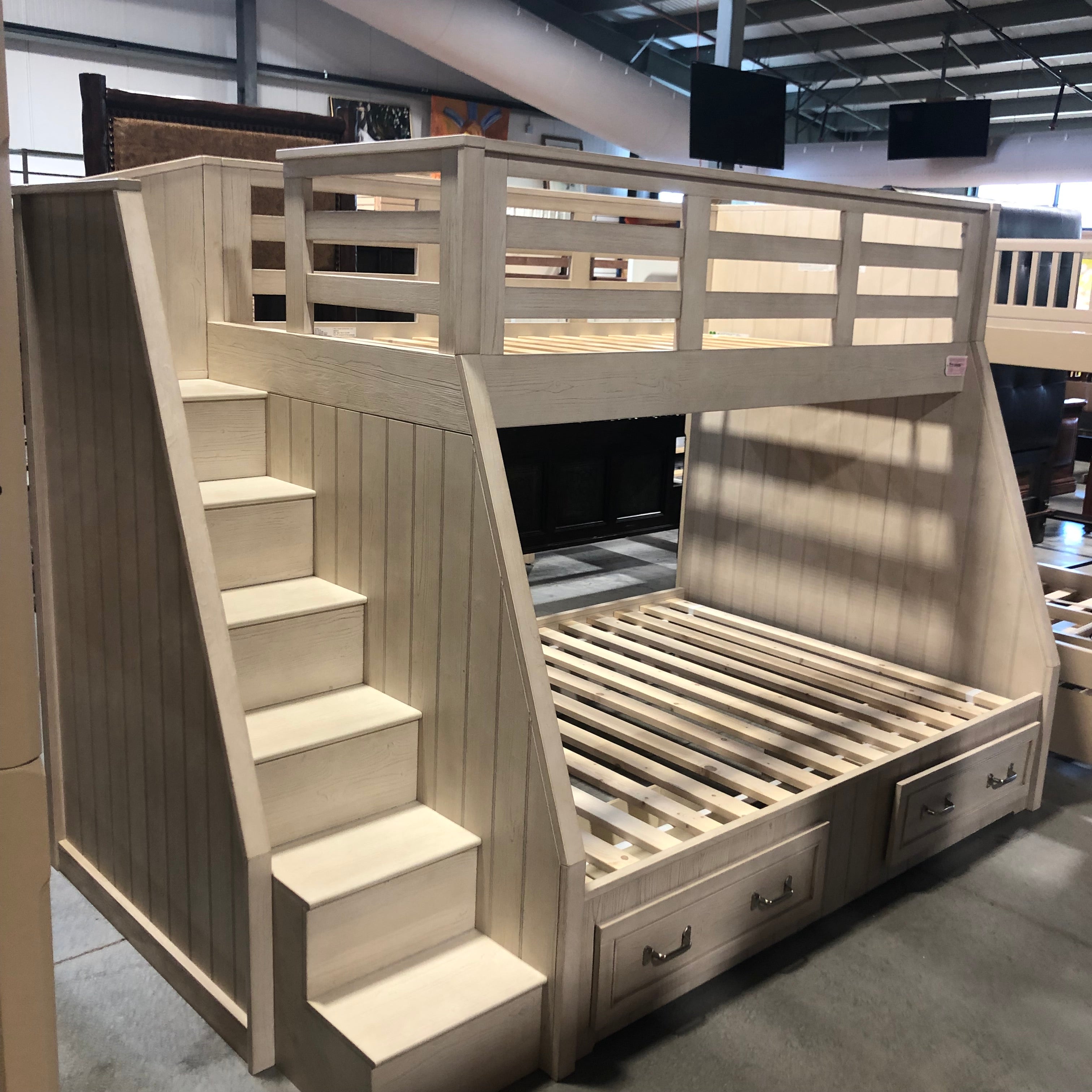 Williams Sonoma Pottery Barn Belden Twin Over Full with Stairs & 2 Drawer Storage Bunk Bed Set 98"x 57"x 70.5"