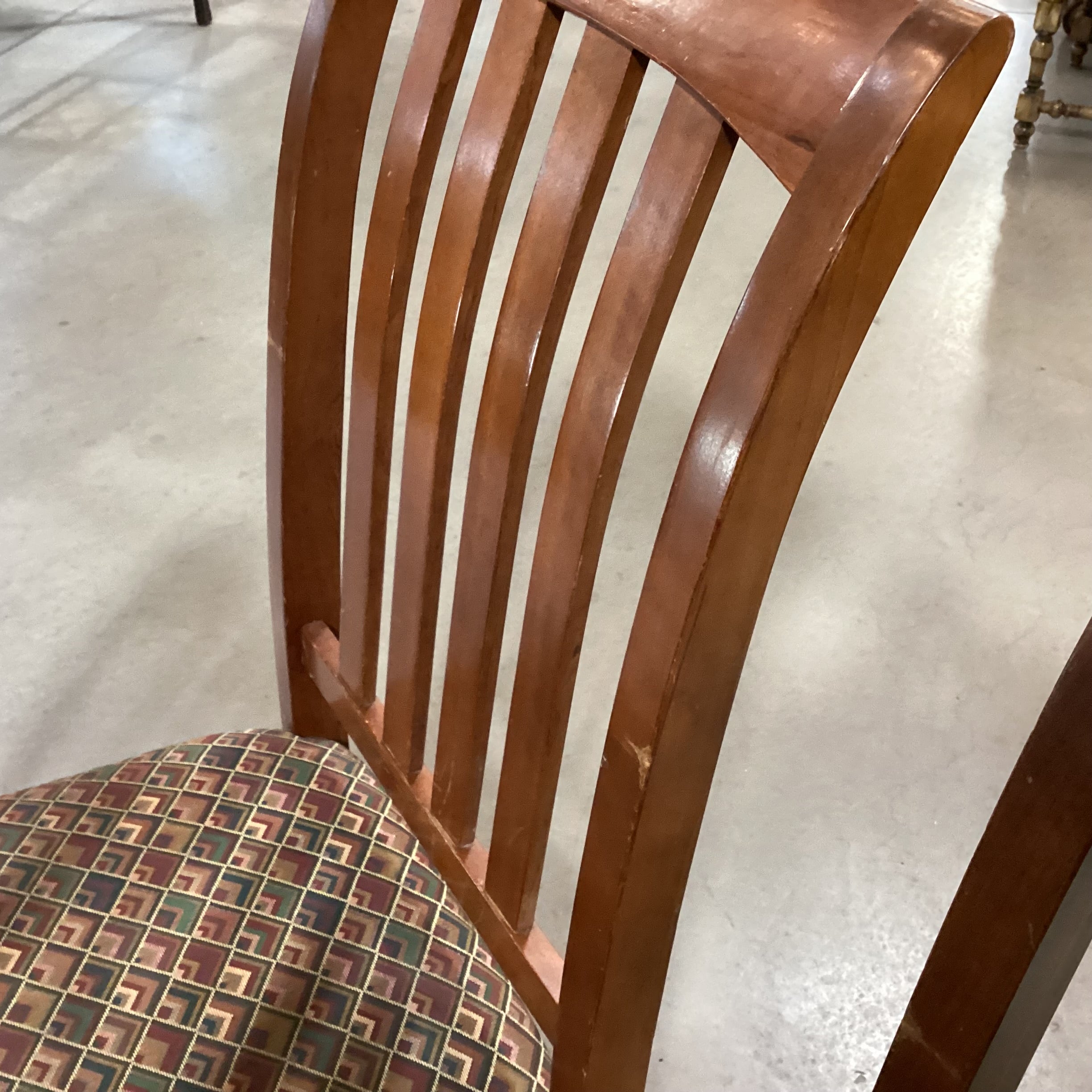 Set of 6 Carved Wood Slat Back with Upholstered Seat Dining Chairs 23"x 23"x 41"