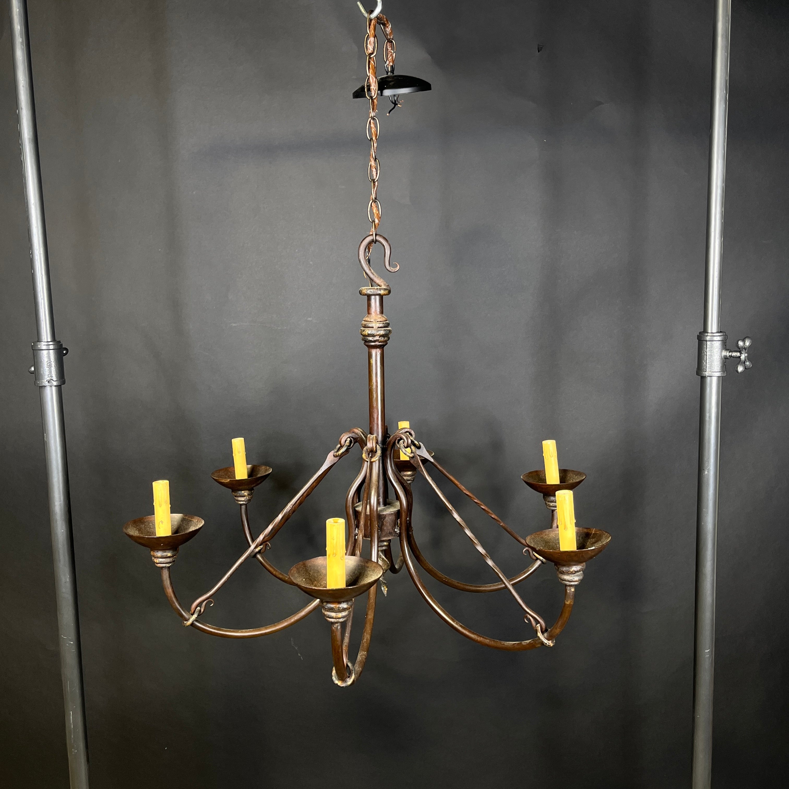 Revival Style 6-Light Rust Bronze Metal Candelabra Chandelier 31” Diameter x 45”