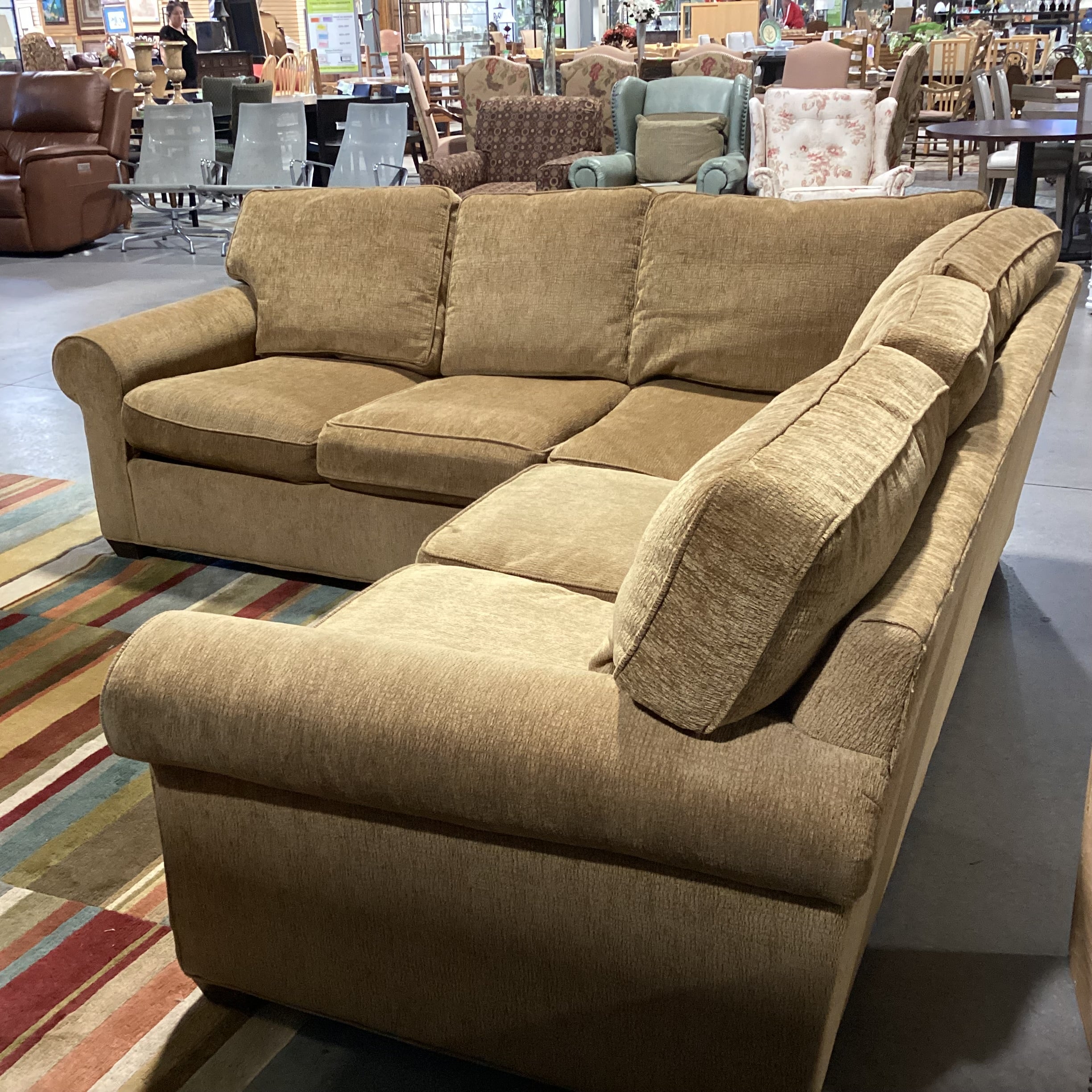 Woodmark a Howard Miller Co. Golden Texture Woven Chenille Down Mix 2 Piece Sectional 95"x 95"x 39"x 35"