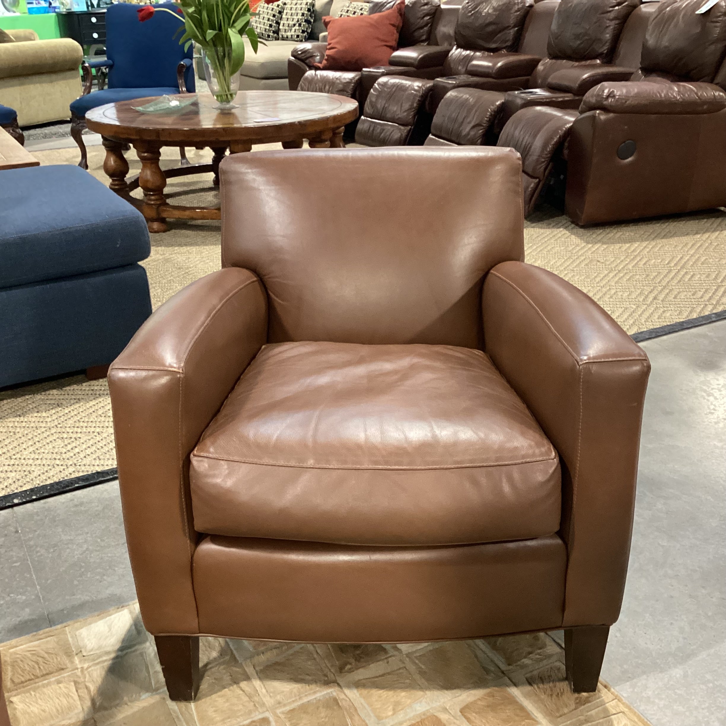 Room & Board Brown Leather Club Chair 31"x 33"x 30"