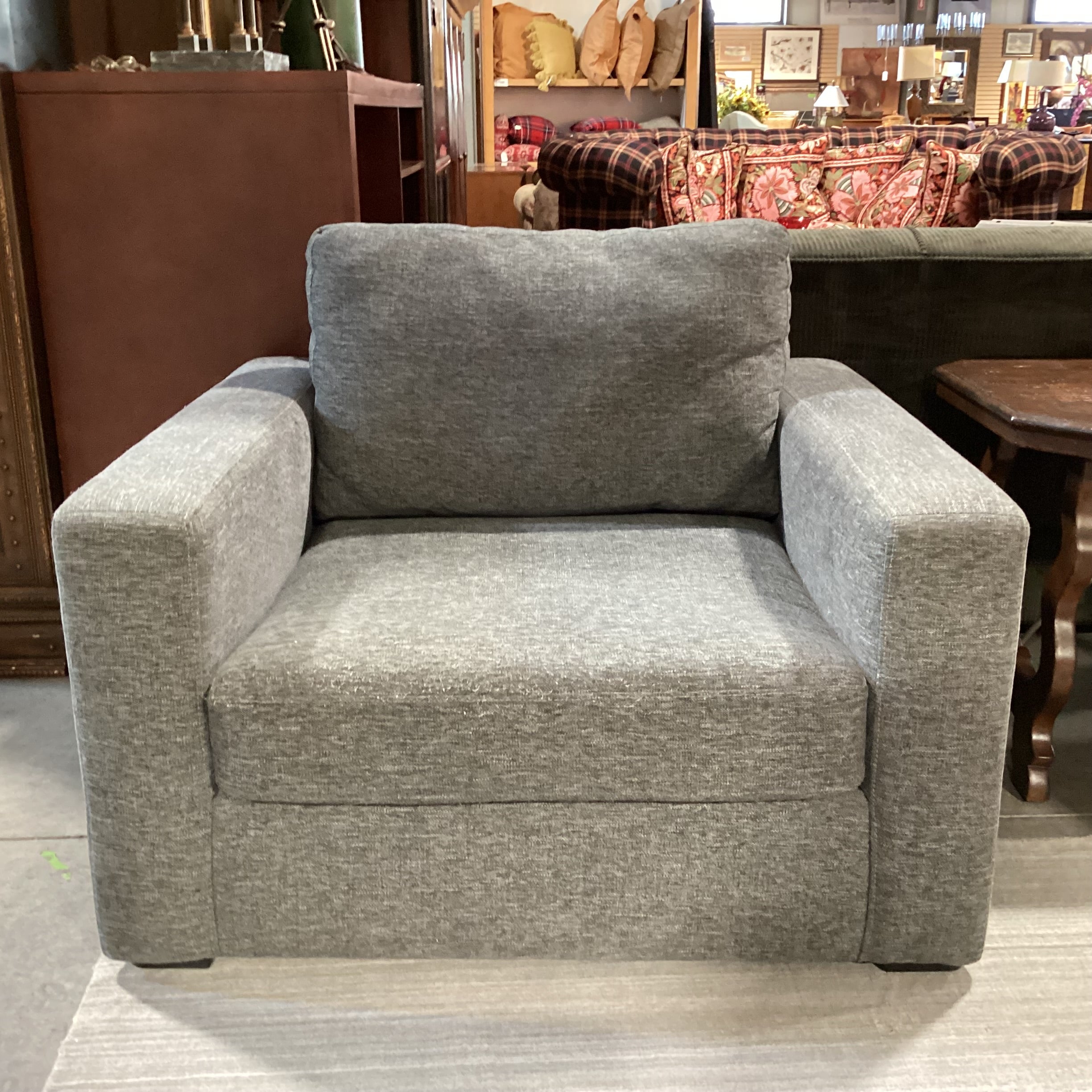 Heather Grey Woven Track Arm Oversized Chair 45"x 41"x 30"